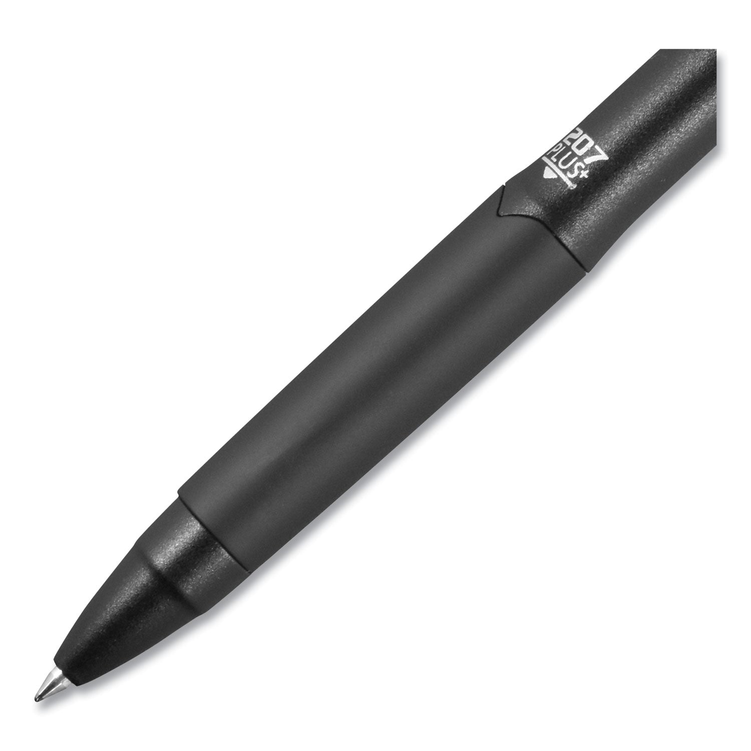 uniball® 207 Plus+ Gel Pen, Retractable, Medium 0.7 mm, Blue Ink, Black Barrel, Dozen