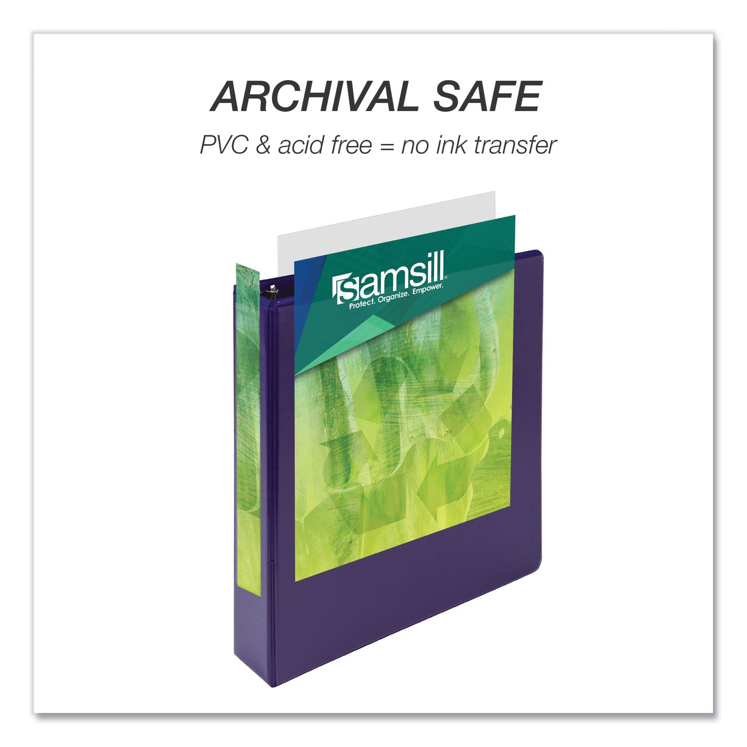 Samsill® Earth's Choice Plant-Based Durable Fashion View Binder, 3 Rings, 2" Capacity, 11 x 8.5, Purple, 2/Pack