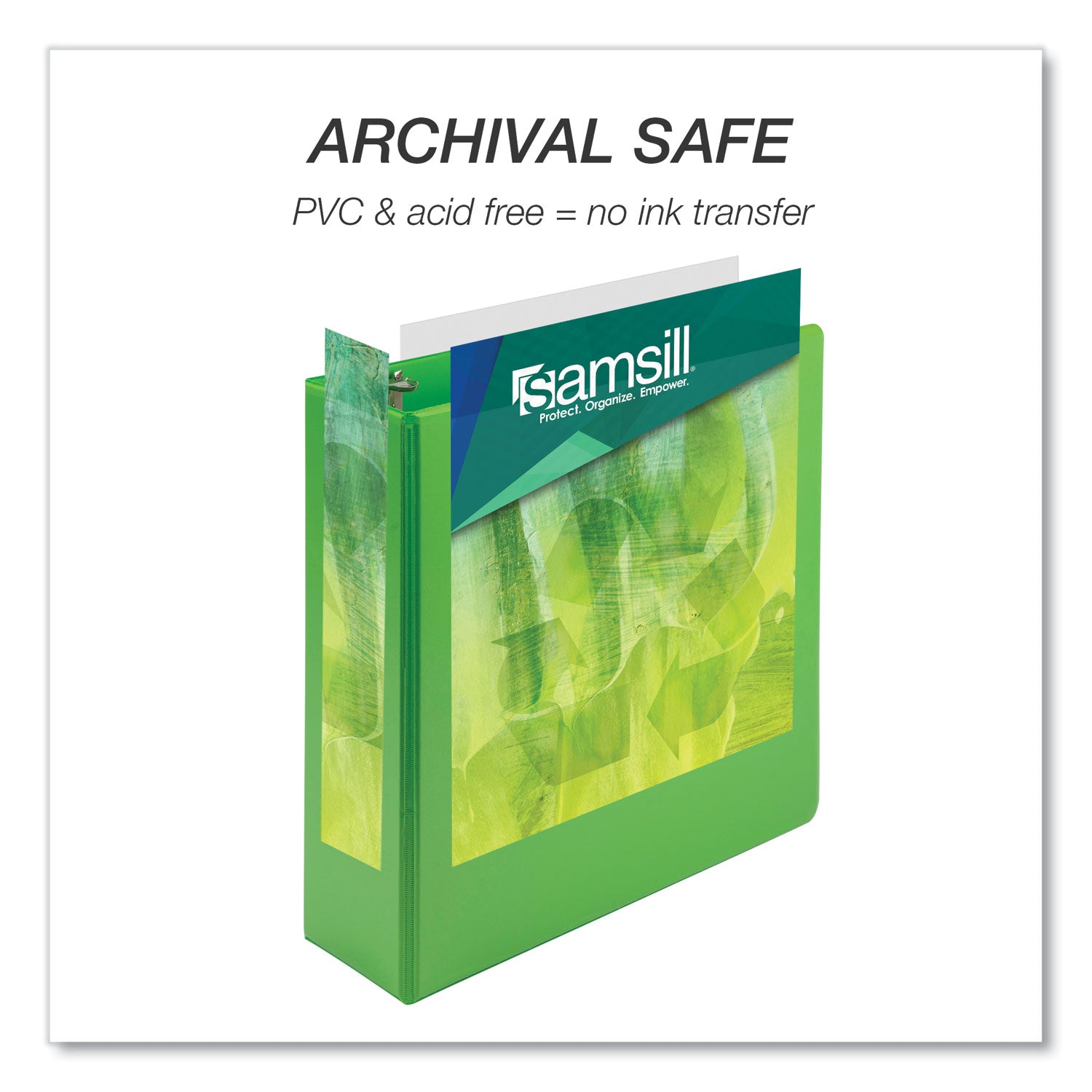 Samsill® Earth's Choice Plant-Based Economy Round Ring View Binders, 3 Rings, 3" Capacity, 11 x 8.5, Lime, 2/Pack