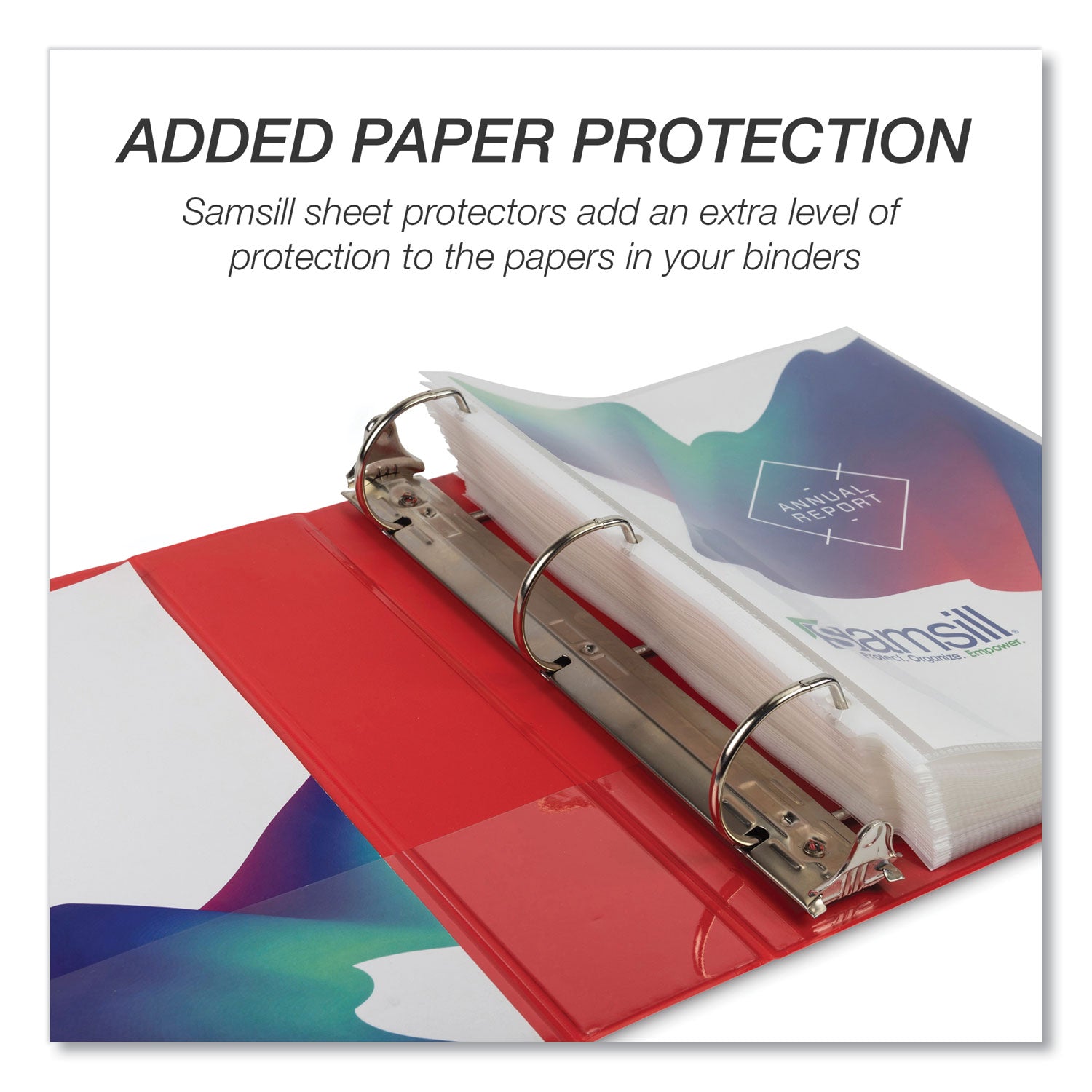 Samsill® Durable D-Ring View Binders, 3 Rings, 2" Capacity, 11 x 8.5, Black/Blue/Green/Red, 4/Pack