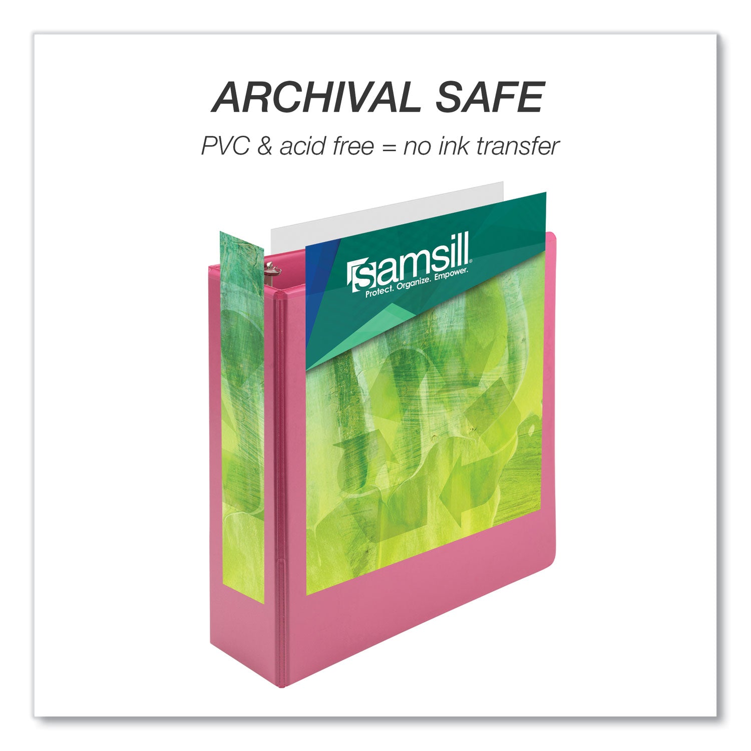 Samsill® Earth's Choice Plant-Based Economy Round Ring View Binders, 3 Rings, 3" Capacity, 11 x 8.5, Pink, 2/Pack