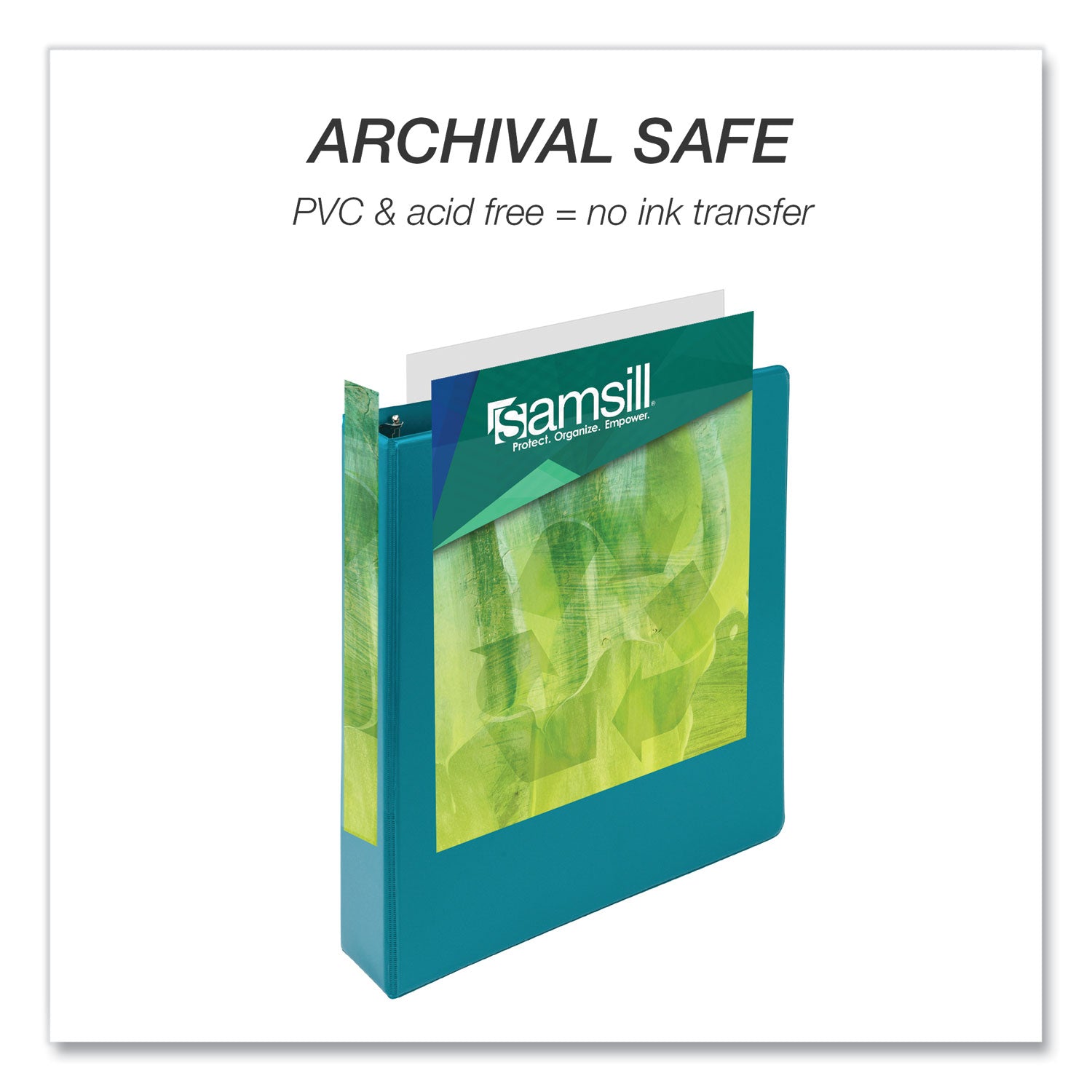 Samsill® Earth's Choice Plant-Based Economy Round Ring View Binders, 3 Rings, 1.5" Capacity, 11 x 8.5, Teal, 2/Pack