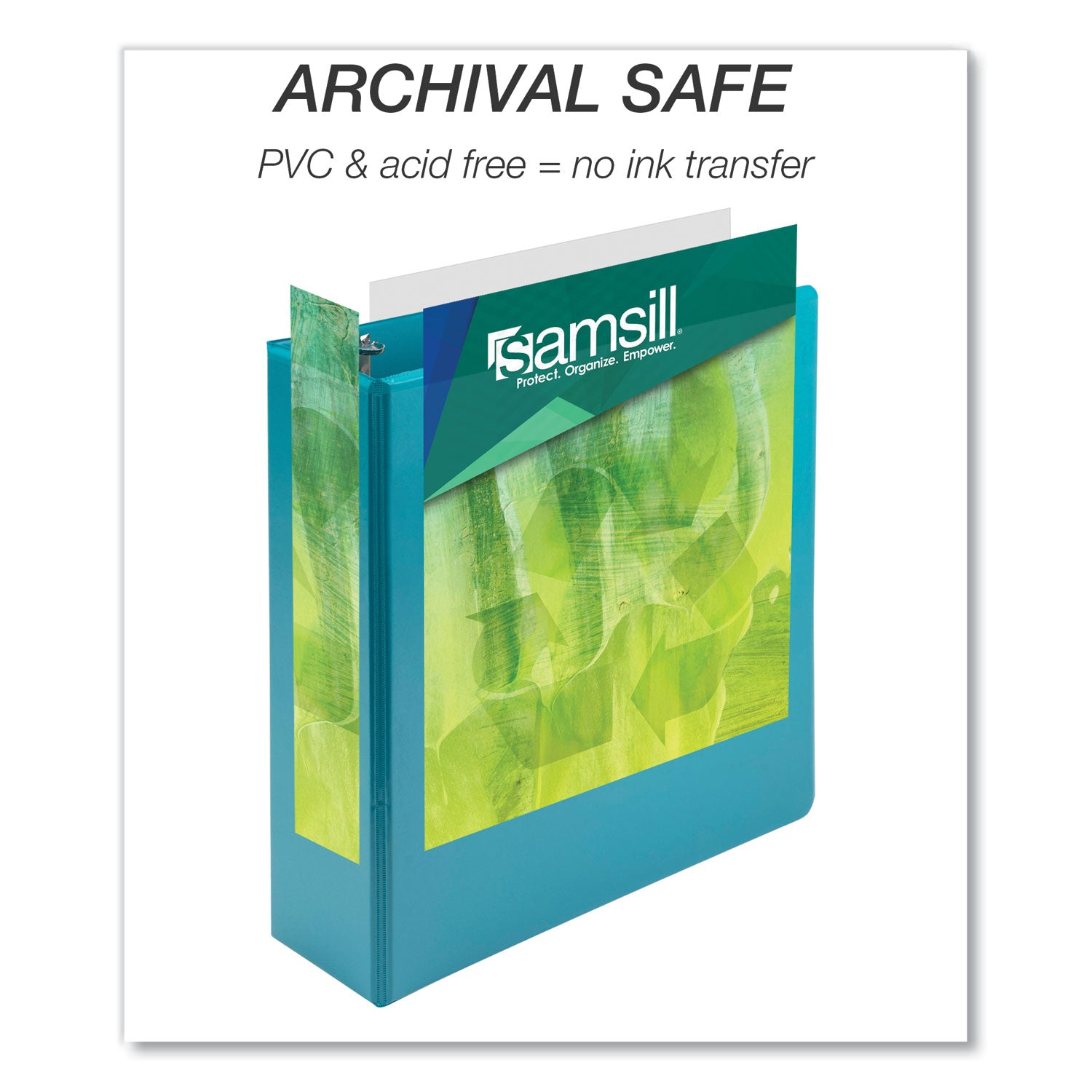 Samsill® Earth's Choice Plant-Based Economy Round Ring View Binders, 3 Rings, 3" Capacity, 11 x 8.5, Teal, 2/Pack