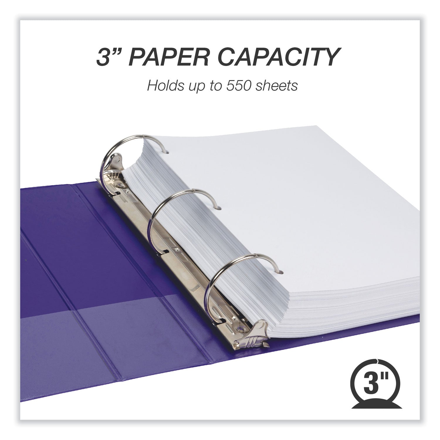 Samsill® Earth's Choice Plant-Based Economy Round Ring View Binders, 3 Rings, 3" Capacity, 11 x 8.5, Purple, 2/Pack