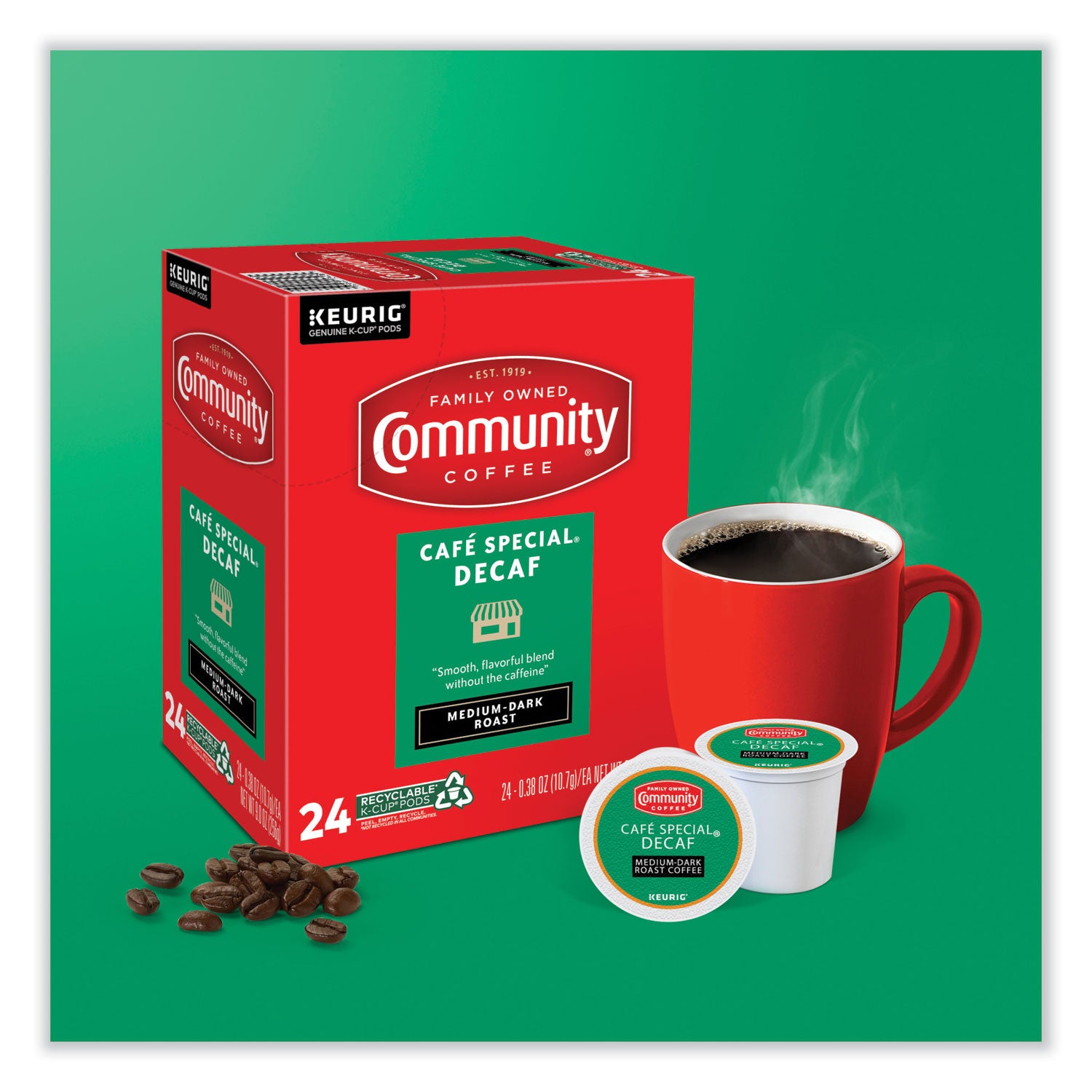 Community Coffee® Cafe Special Decaf K-Cup, 24/Box