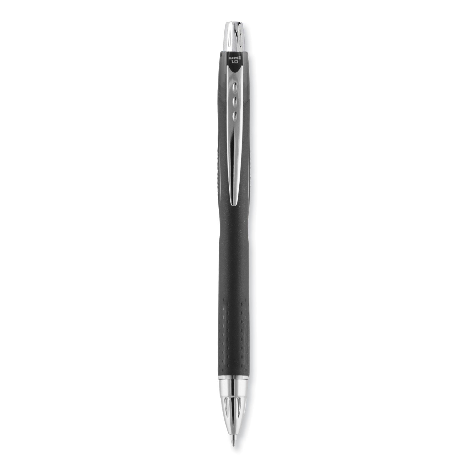 uniball® Jetstream Hybrid Gel Pen, Retractable, Bold 1 mm, Black Ink, Black/Silver Barrel