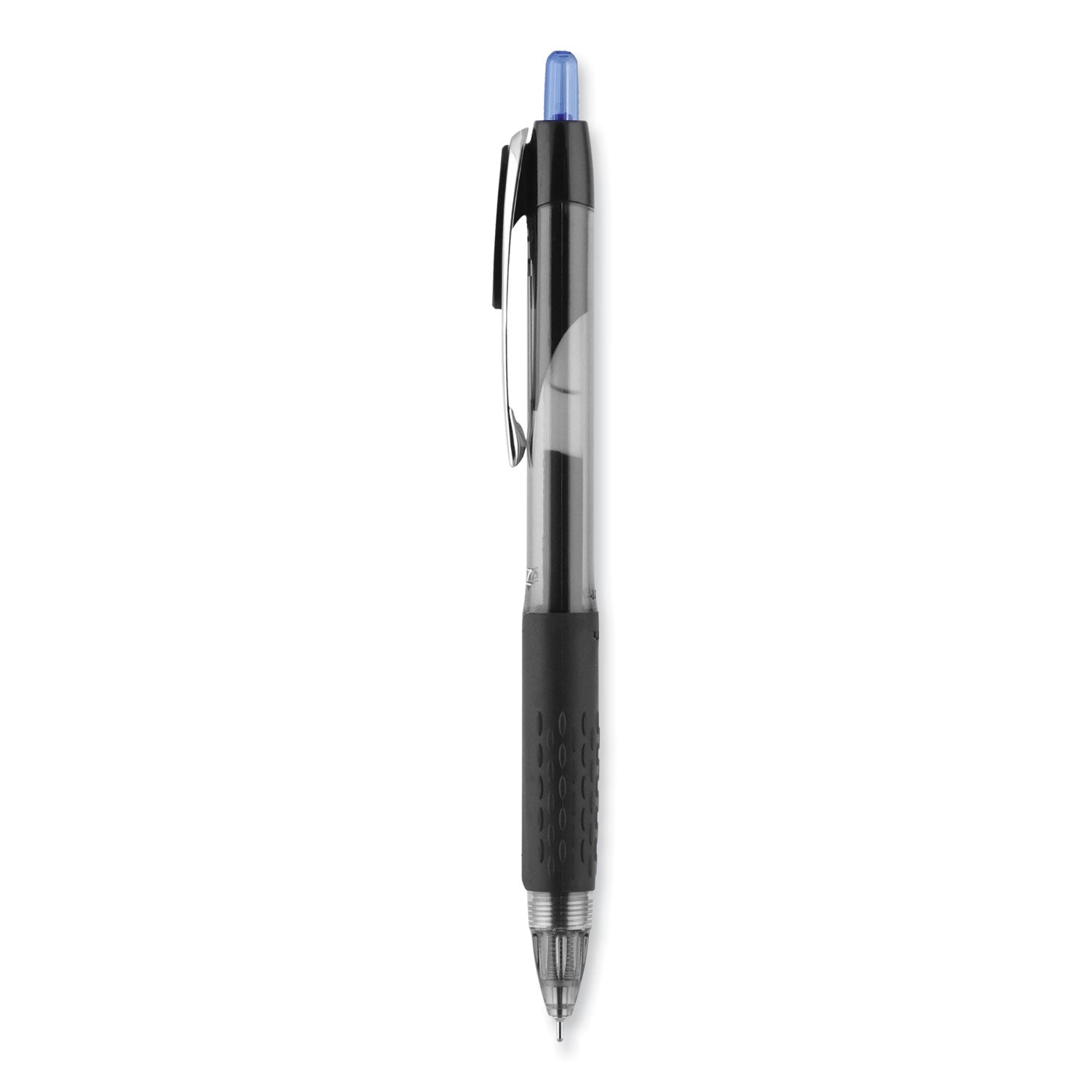 uniball® Signo 207 Needle Point Gel Pen, Retractable, Medium 0.7 mm, Blue Ink, Clear/Black/Blue Barrel, Dozen