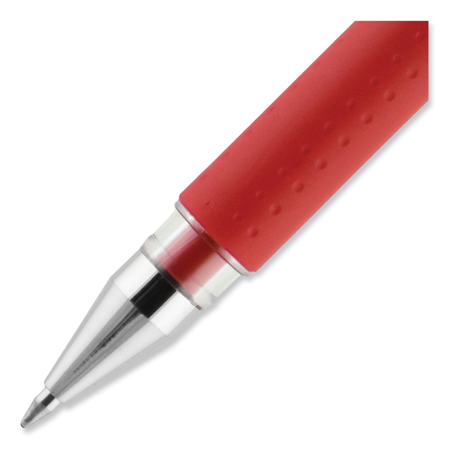 uniball® Signo GRIP Gel Pen, Stick, Medium 0.7 mm, Red Ink, Clear/Red/Silver Barrel, Dozen