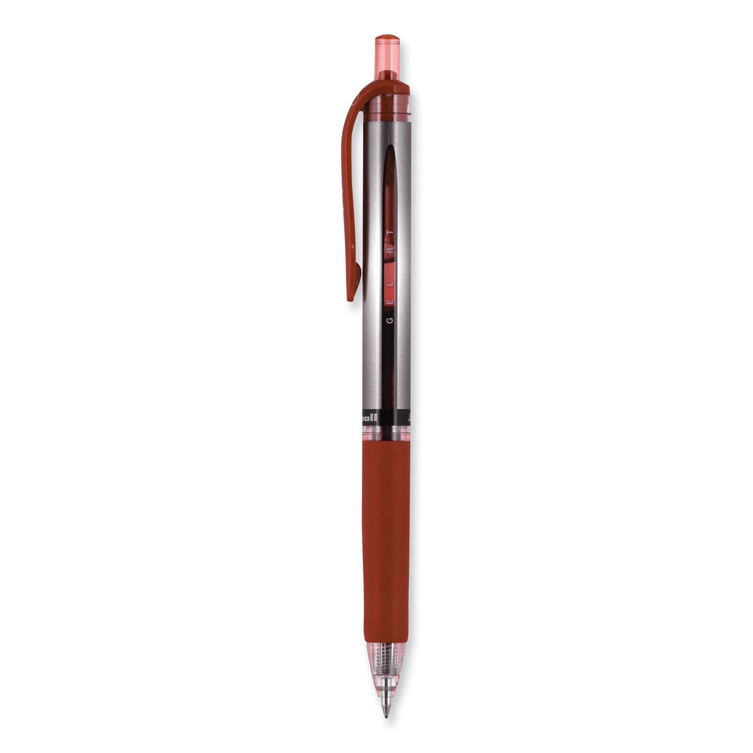uniball® Signo Gel Pen, Retractable, Medium 0.7 mm, Red Ink, Silver/Red Barrel, Dozen