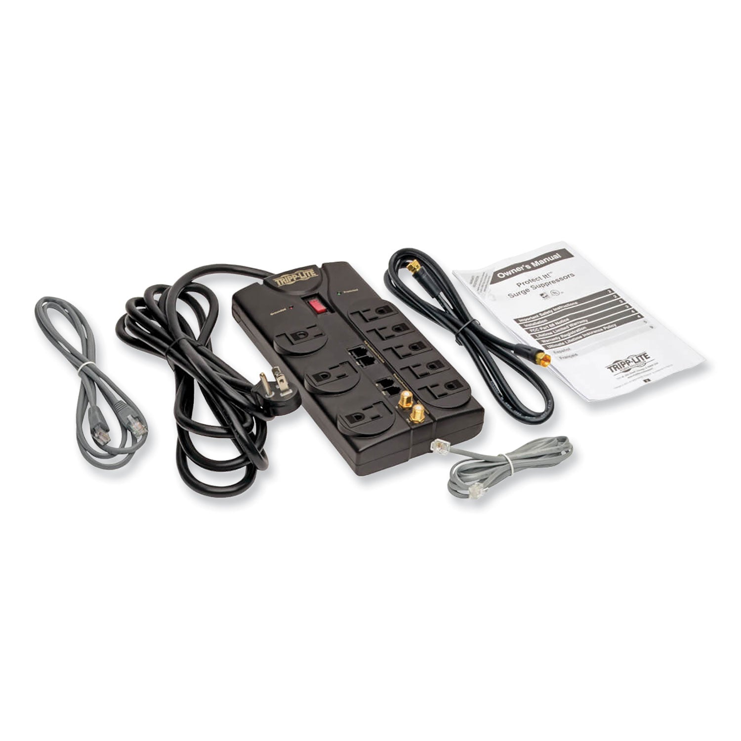 Tripp Lite by Eaton Protect It! Surge Protector, 8 AC Outlets, 10 ft Cord, 3,240 J, Black