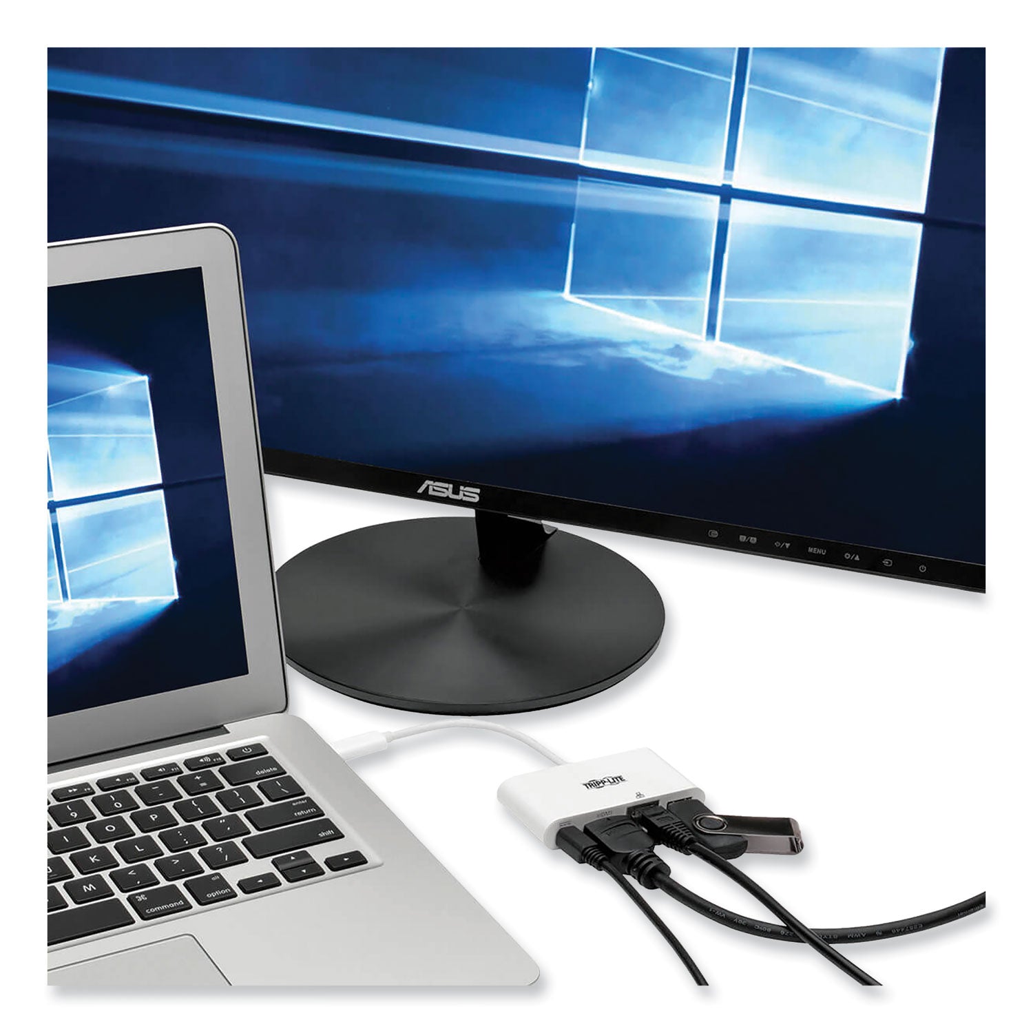 Tripp Lite by Eaton USB 3.1 Gen 1 USB-C to HDMI Adapter, USB-A/USB-C PD Charging/Gigabit Ethernet, 3", White