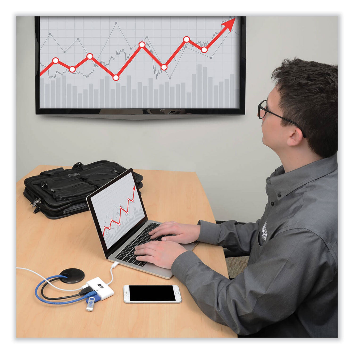 Tripp Lite by Eaton USB 3.1 Gen 1 USB-C to HDMI Adapter, USB-A/USB-C PD Charging/Gigabit Ethernet, 3", White