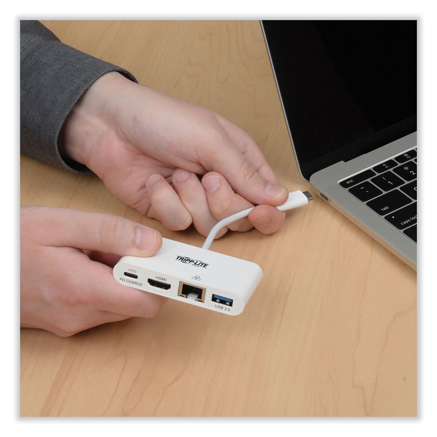 Tripp Lite by Eaton USB 3.1 Gen 1 USB-C to HDMI Adapter, USB-A/USB-C PD Charging/Gigabit Ethernet, 3", White