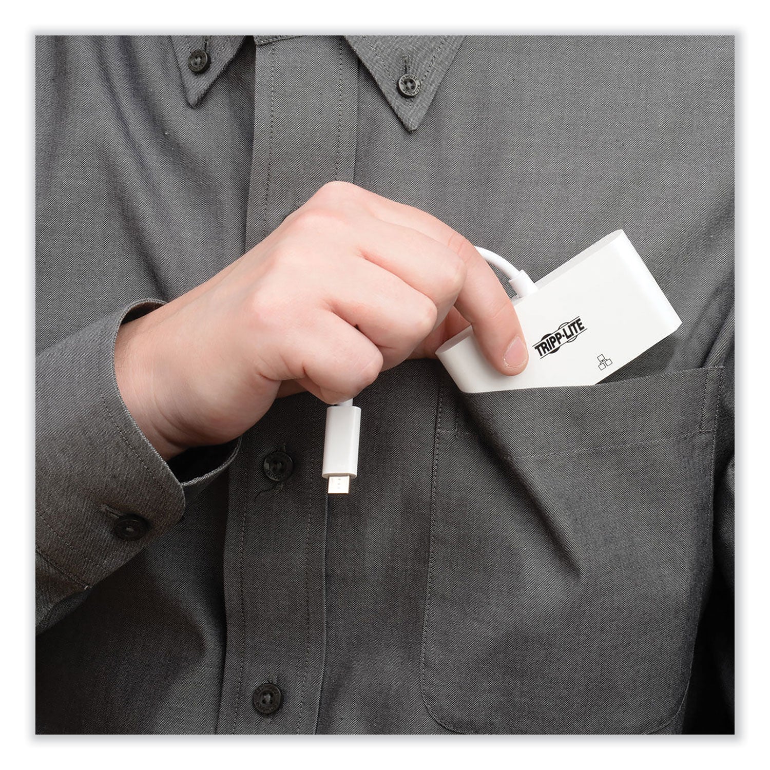 Tripp Lite by Eaton USB 3.1 Gen 1 USB-C to HDMI Adapter, USB-A/USB-C PD Charging/Gigabit Ethernet, 3", White