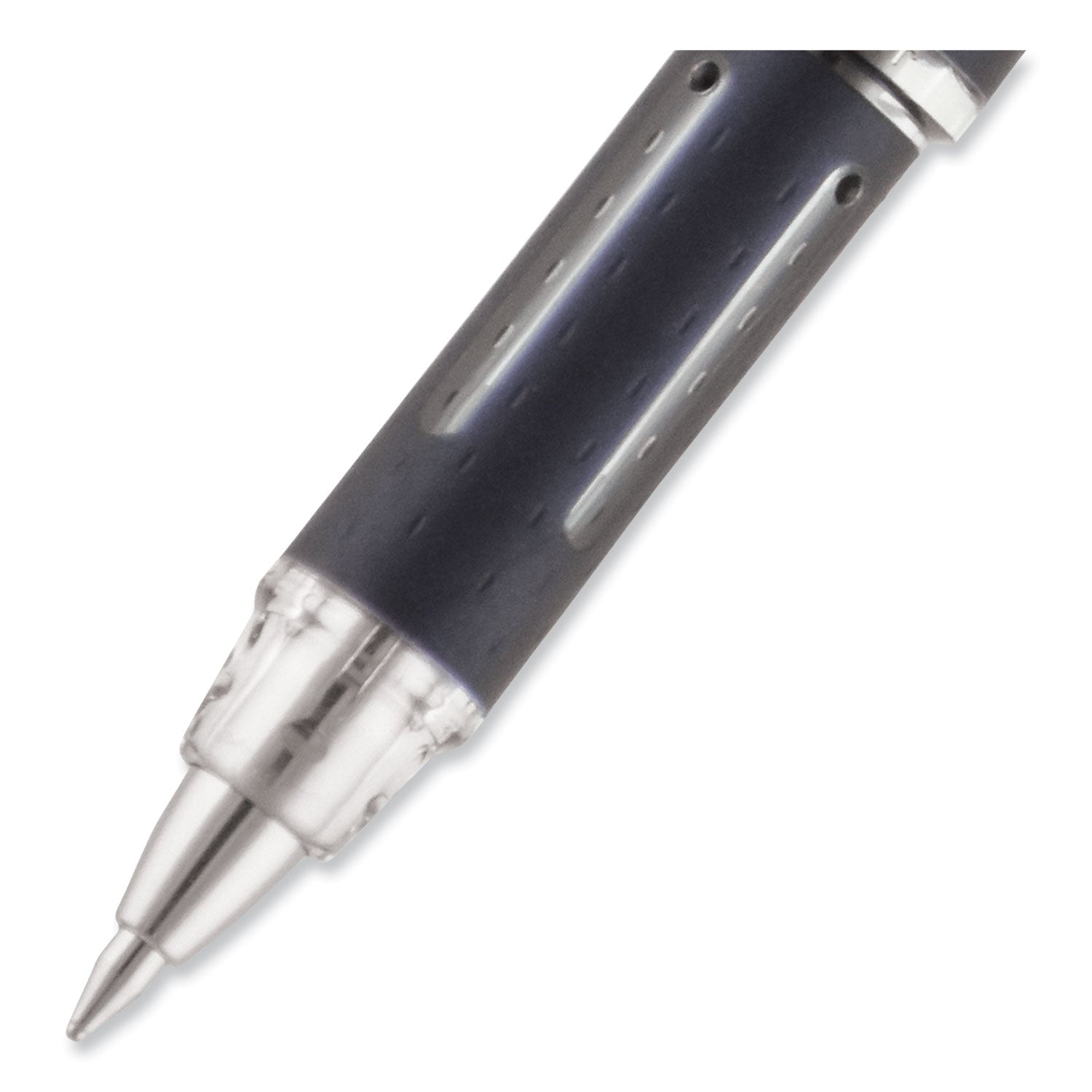 uniball® Jetstream Hybrid Gel Pen, Stick, Fine 0.7 mm, Black Ink, Black/Silver Barrel