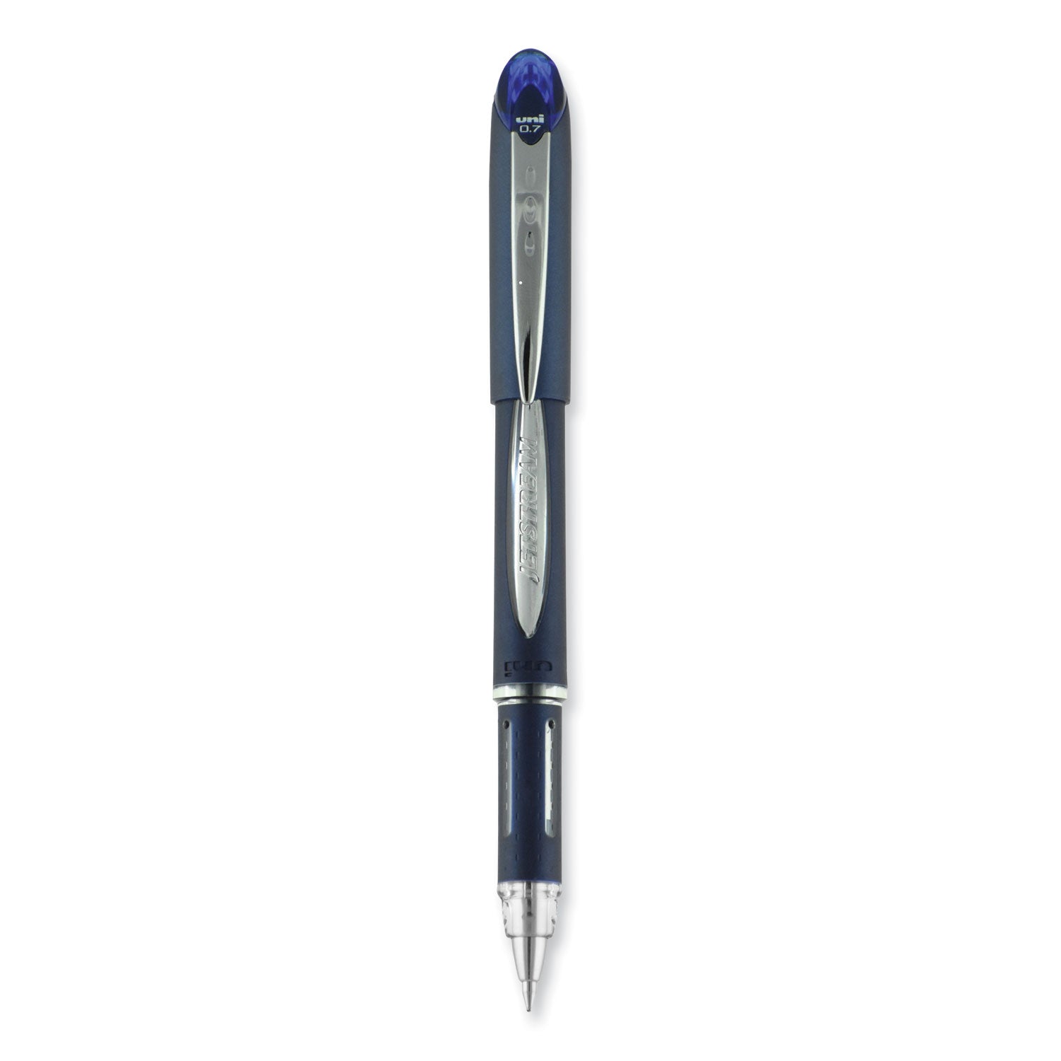 Jetstream Hybrid Gel Pen, Stick, Fine 0.7 mm, Blue Ink, Blue/Silver Barrel