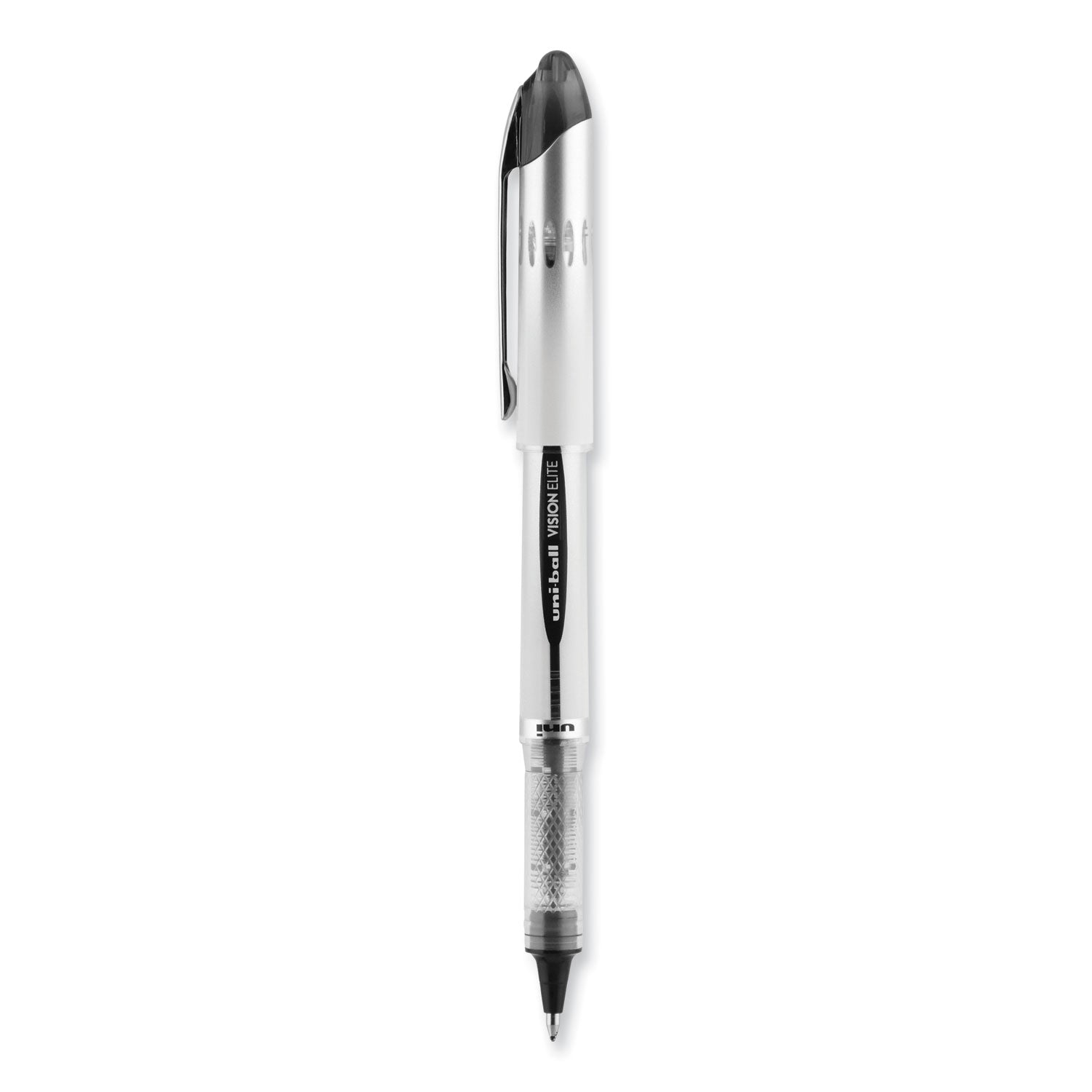 uniball® VISION ELITE Hybrid Gel Pen, Stick, Bold 0.8 mm, Black Ink, White/Black/Clear Barrel