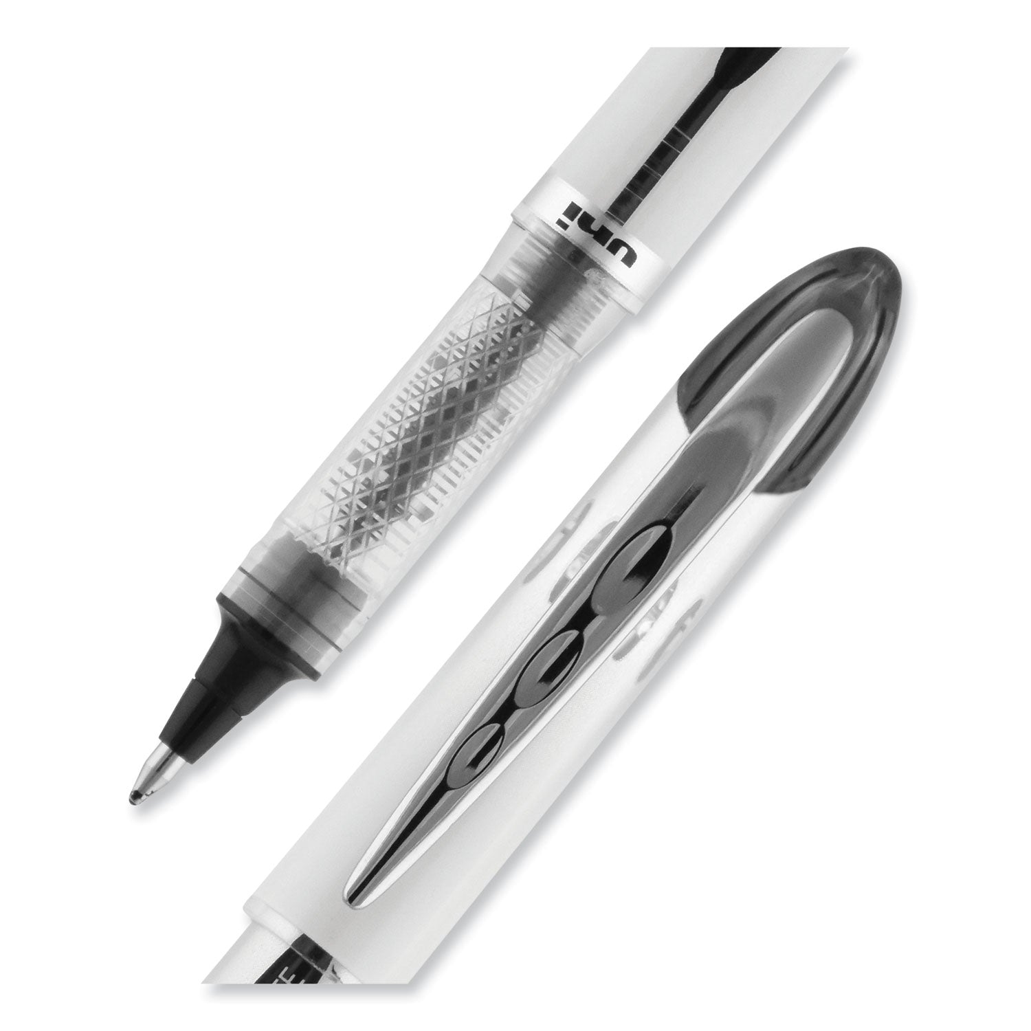 uniball® VISION ELITE Hybrid Gel Pen, Stick, Bold 0.8 mm, Black Ink, White/Black/Clear Barrel