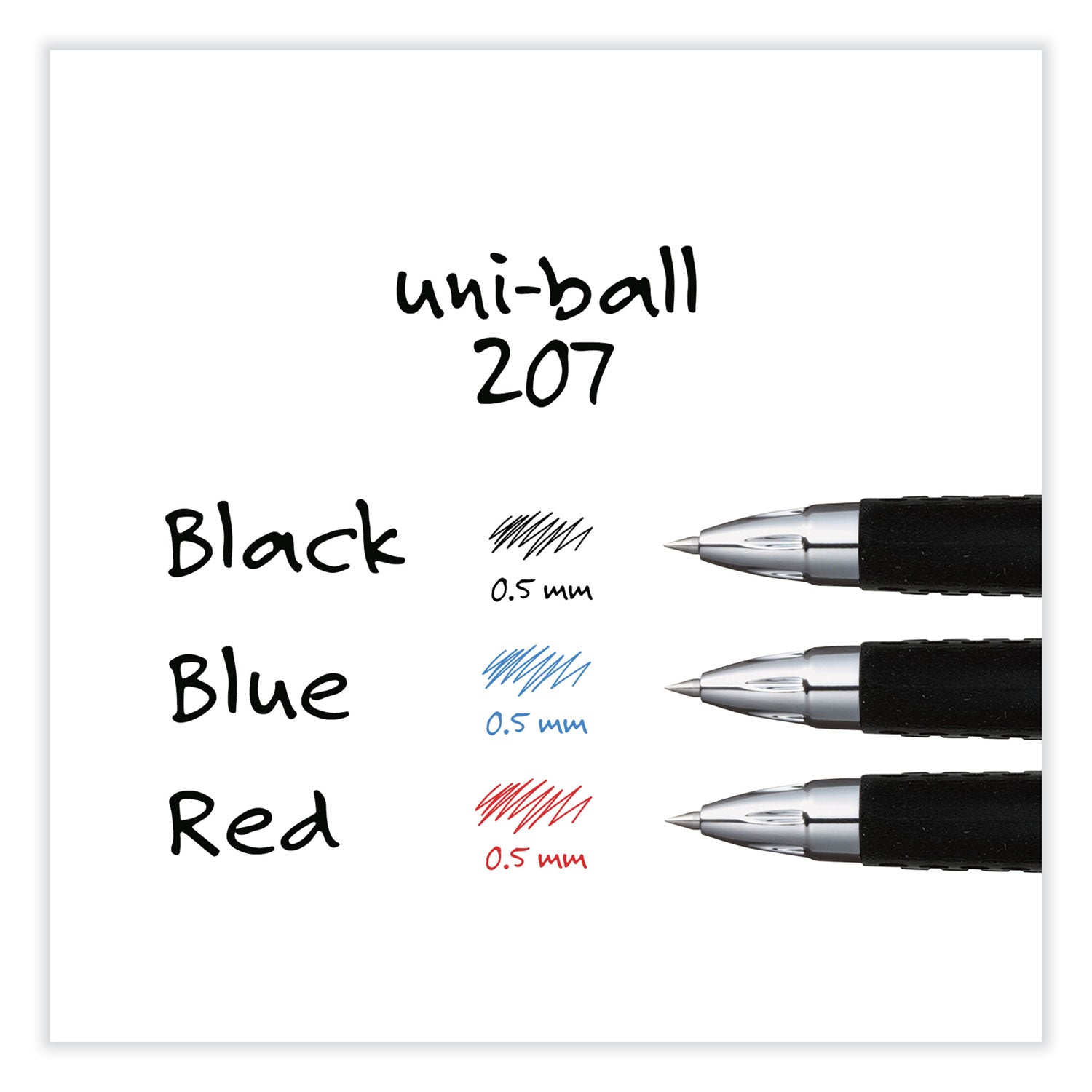 uniball® Signo 207 Gel Pen, Retractable, Fine 0.5 mm, Black Ink, Smoke/Black Barrel, Dozen