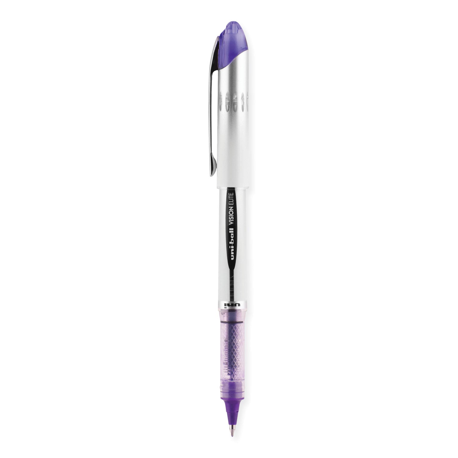 uniball® VISION ELITE Hybrid Gel Pen, Stick, Bold 0.8 mm, Violet Ink, White/Violet/Clear Barrel