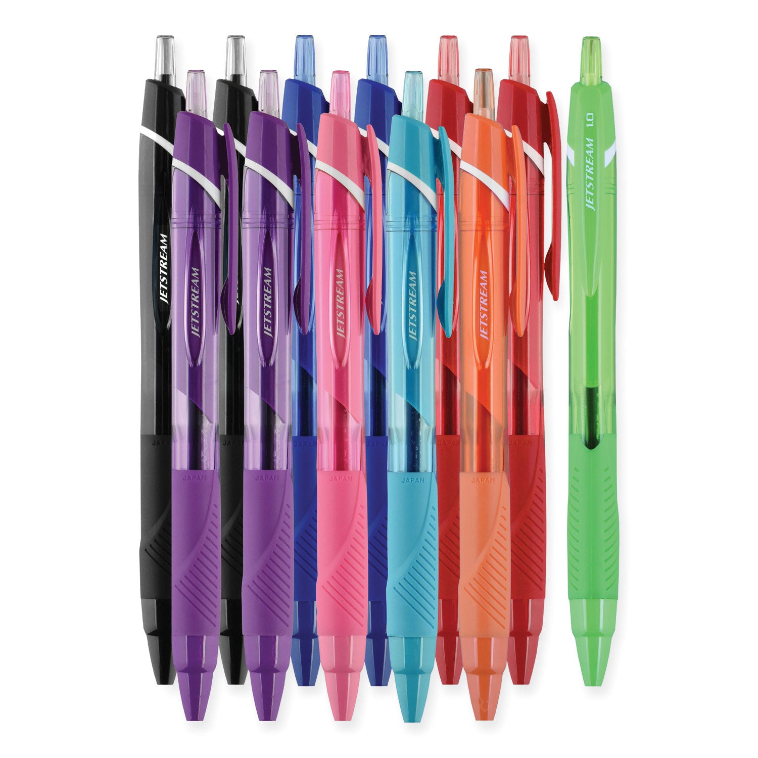 uniball® Jetstream Elements Hybrid Gel Pen, Retractable, Medium 1 mm, Assorted Ink and Barrel Colors, 12/Pack