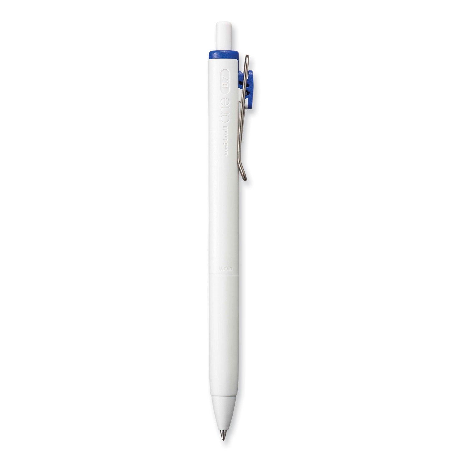 uniball® uniONE Gel Pen, Retractable, Medium 0.7 mm, Blue Ink, White/Blue Barrel, Dozen