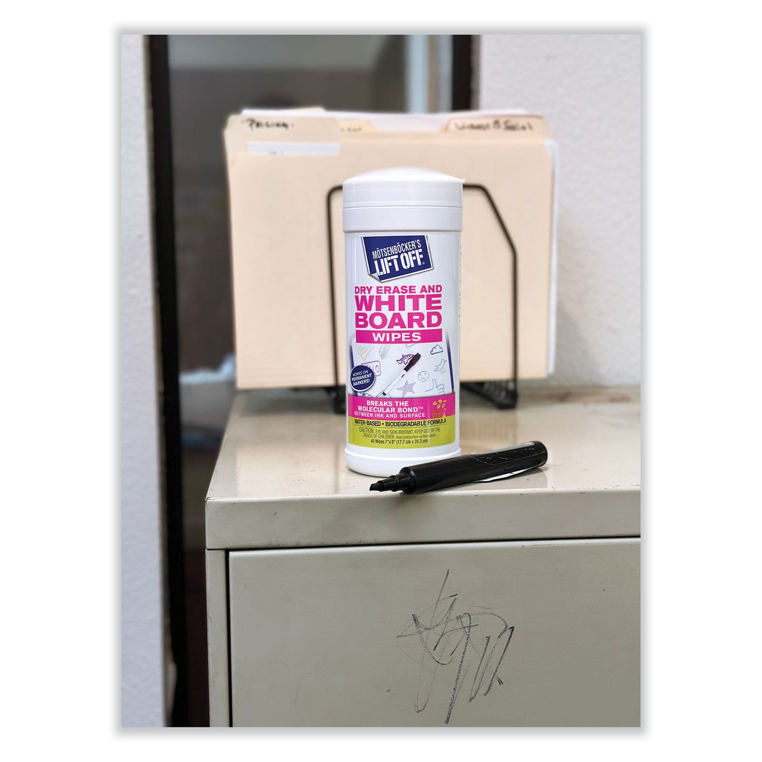 Motsenbocker's Lift-Off® Dry Erase Cleaner Wipes, 7 X 12, 40/canister