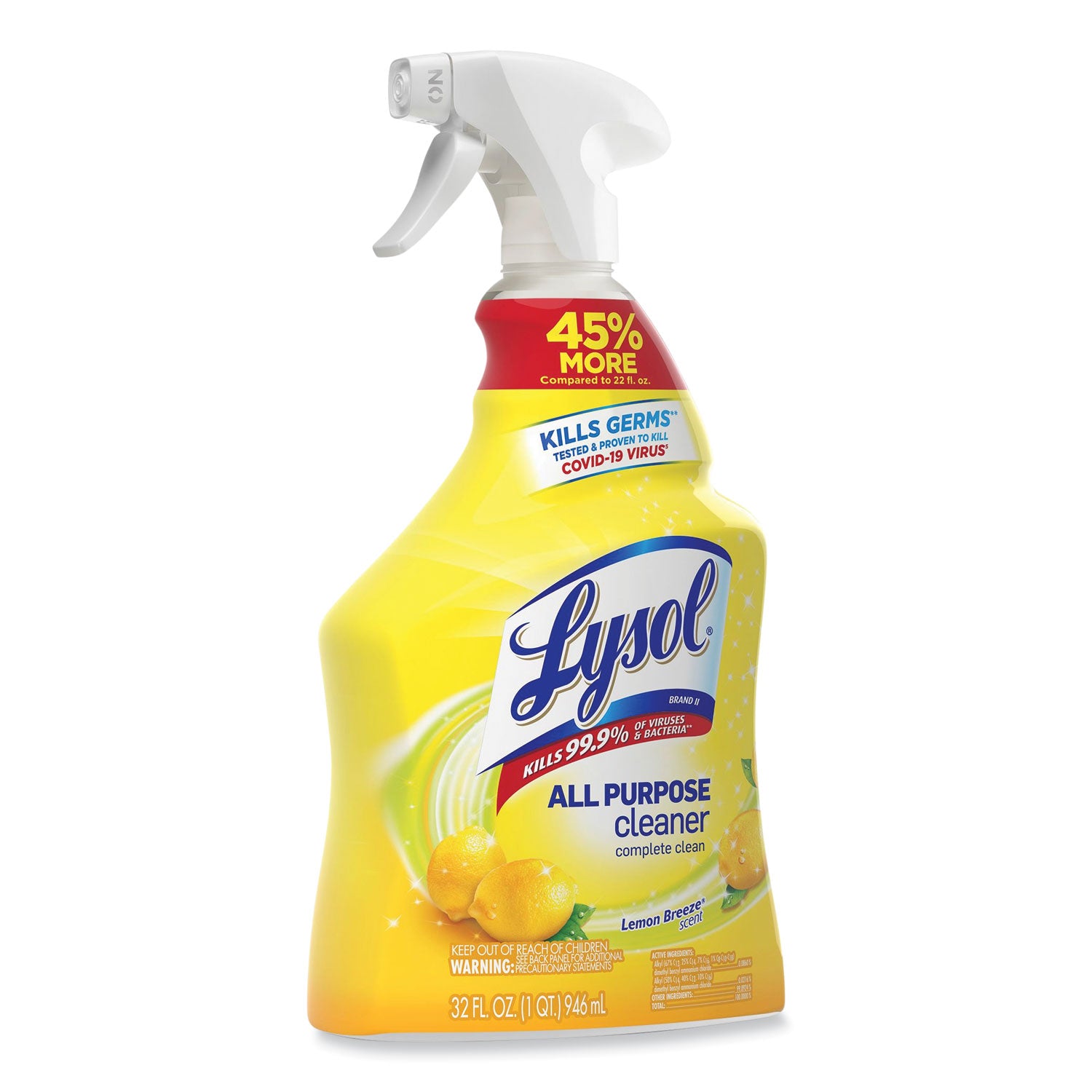 LYSOL® Brand Ready-To-Use All-Purpose Cleaner, Lemon Breeze, 32 Oz Spray Bottle, 12/carton