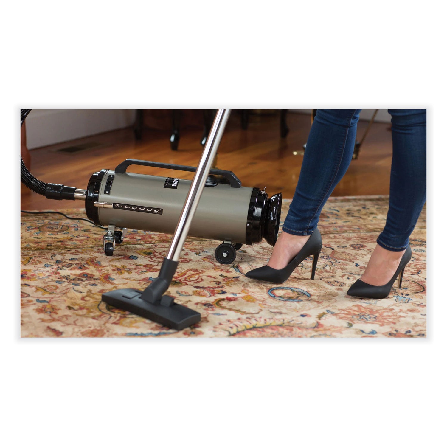 MetroVac Metropolitan Professionals Canister Vacuum, 11.25 A Current, Black