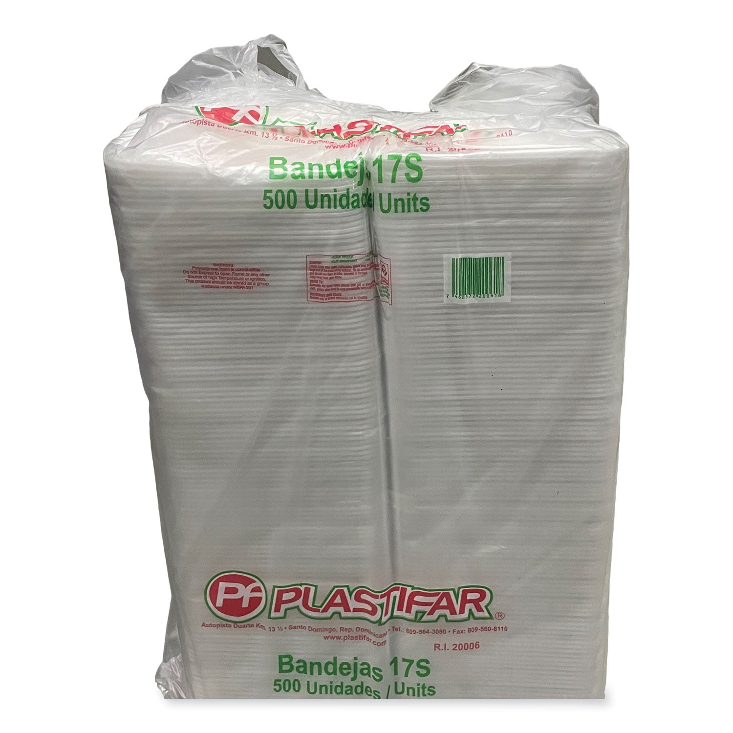 GEN Meat Trays, #17S, 8.5 x 4.69 x 0.64, White, Foam, 500/Carton