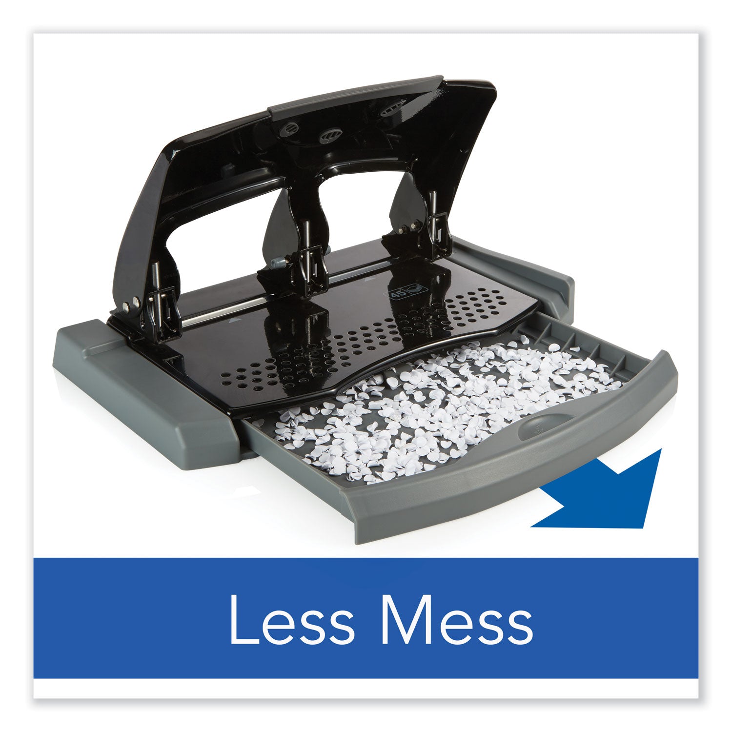 Swingline® 45-Sheet Smarttouch Three-Hole Punch, 9/32" Holes, Black/gray