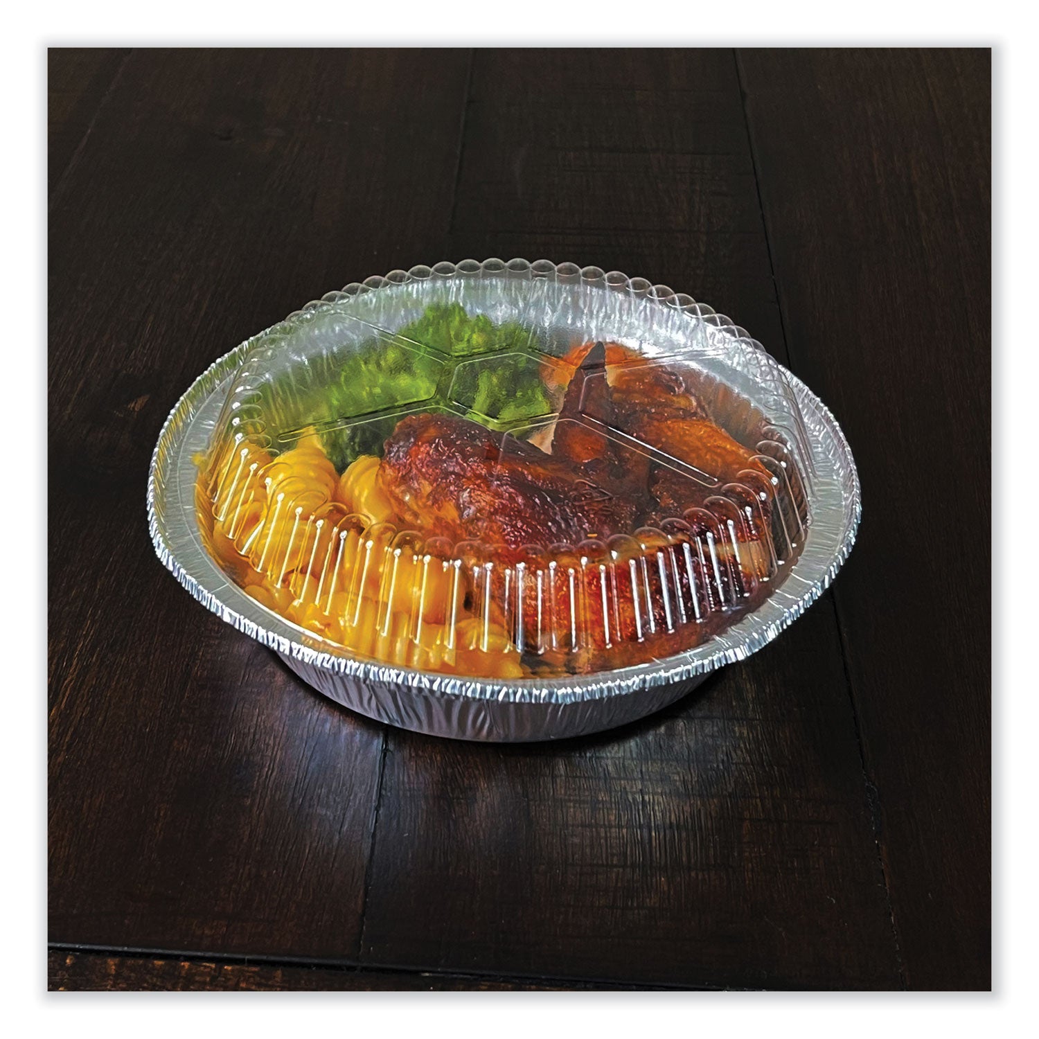 Boardwalk® Round Aluminum To-Go Container Lids, Dome Lid, 7" Diameter, Clear, Plastic, 500/Carton