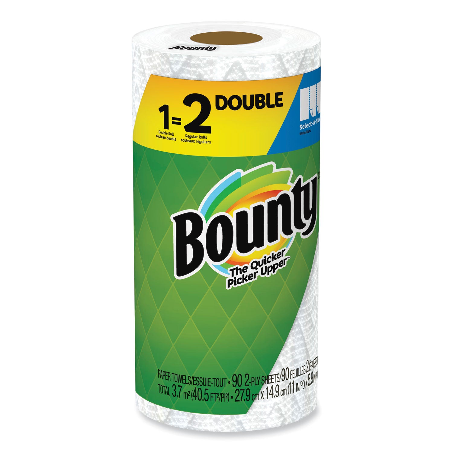 Bounty® Select-a-Size Kitchen Roll Paper Towels, 2-Ply, 5.9 x 11, White, 90 Sheets/Double Roll, 24 Rolls/Carton