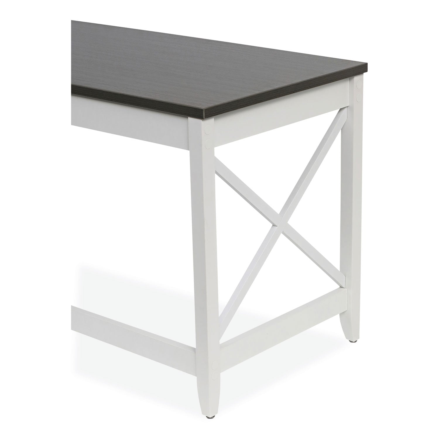 Workspace by Alera® L-Shaped Farmhouse Desk, 58.27" x 58.27" x 29.53", Gray/White