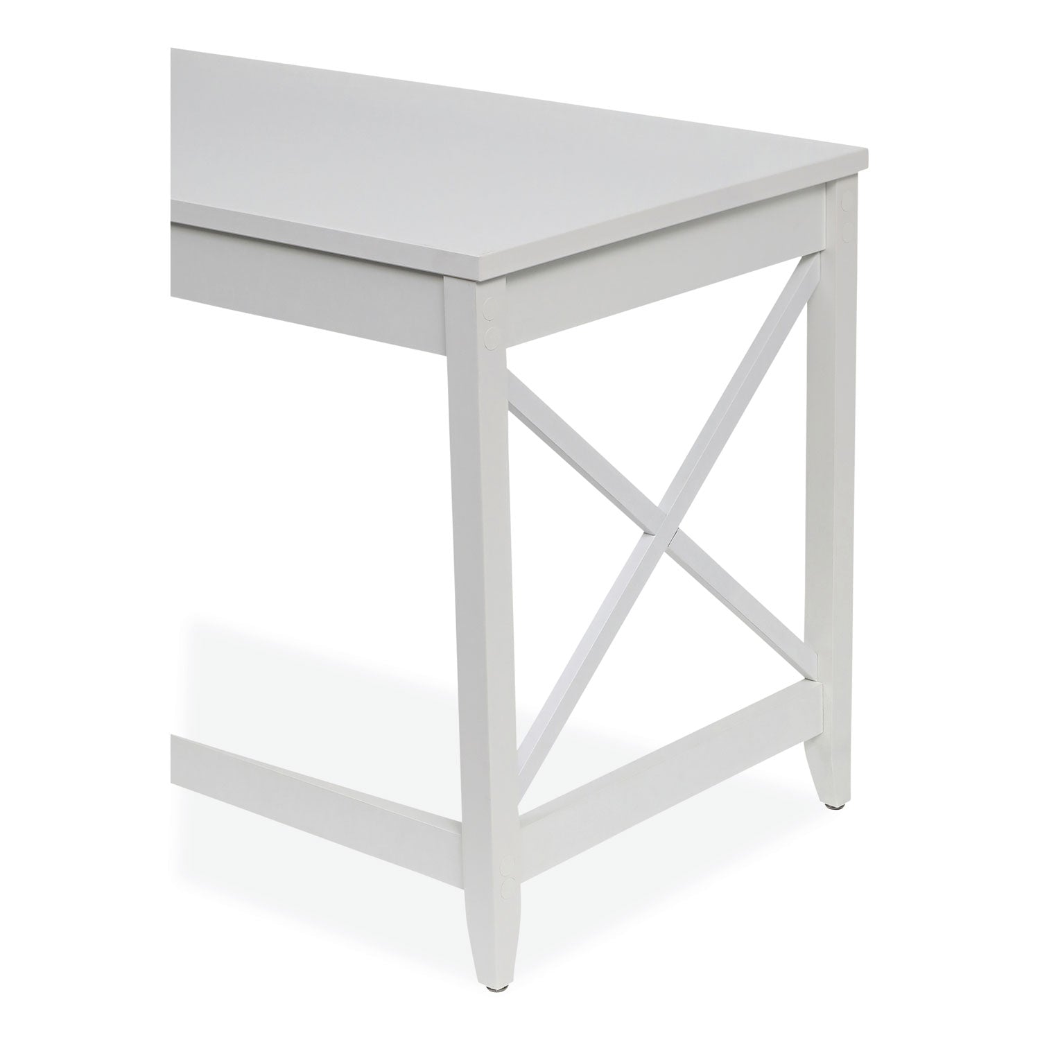 Workspace by Alera® L-Shaped Farmhouse Desk, 58.27" x 58.27" x 29.53", White
