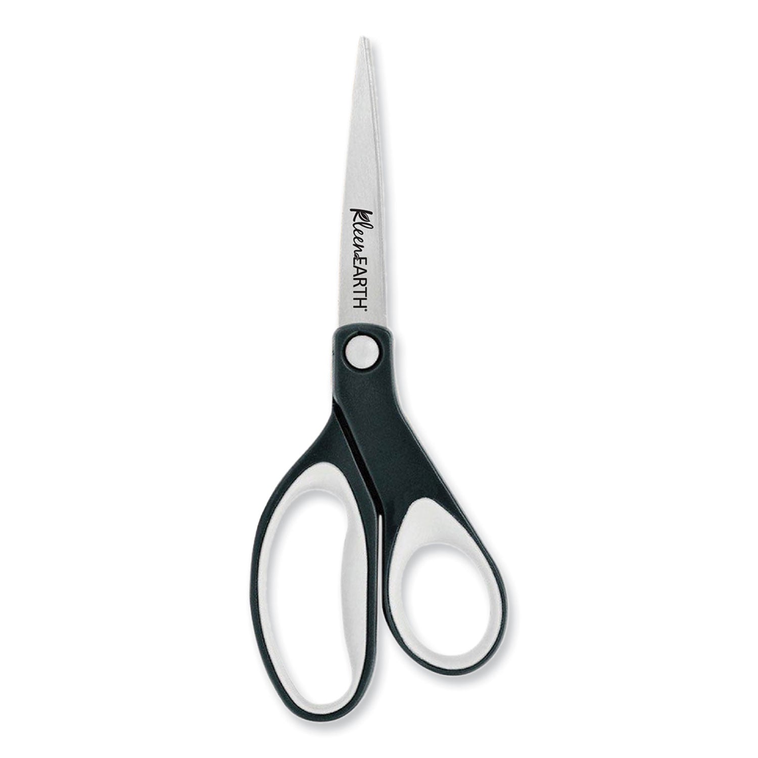 Westcott® KleenEarth Soft Handle Scissors, 8" Long, 3.25" Cut Length, Straight Black/Gray Handle