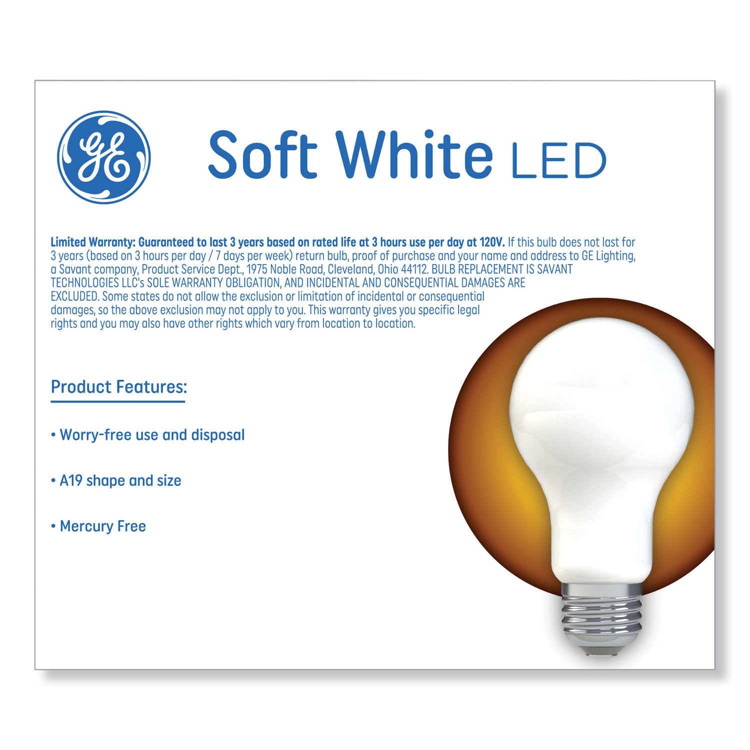 GE Classic Led Non-Dim A19 Light Bulb, 12 W, Soft White, 2/pack