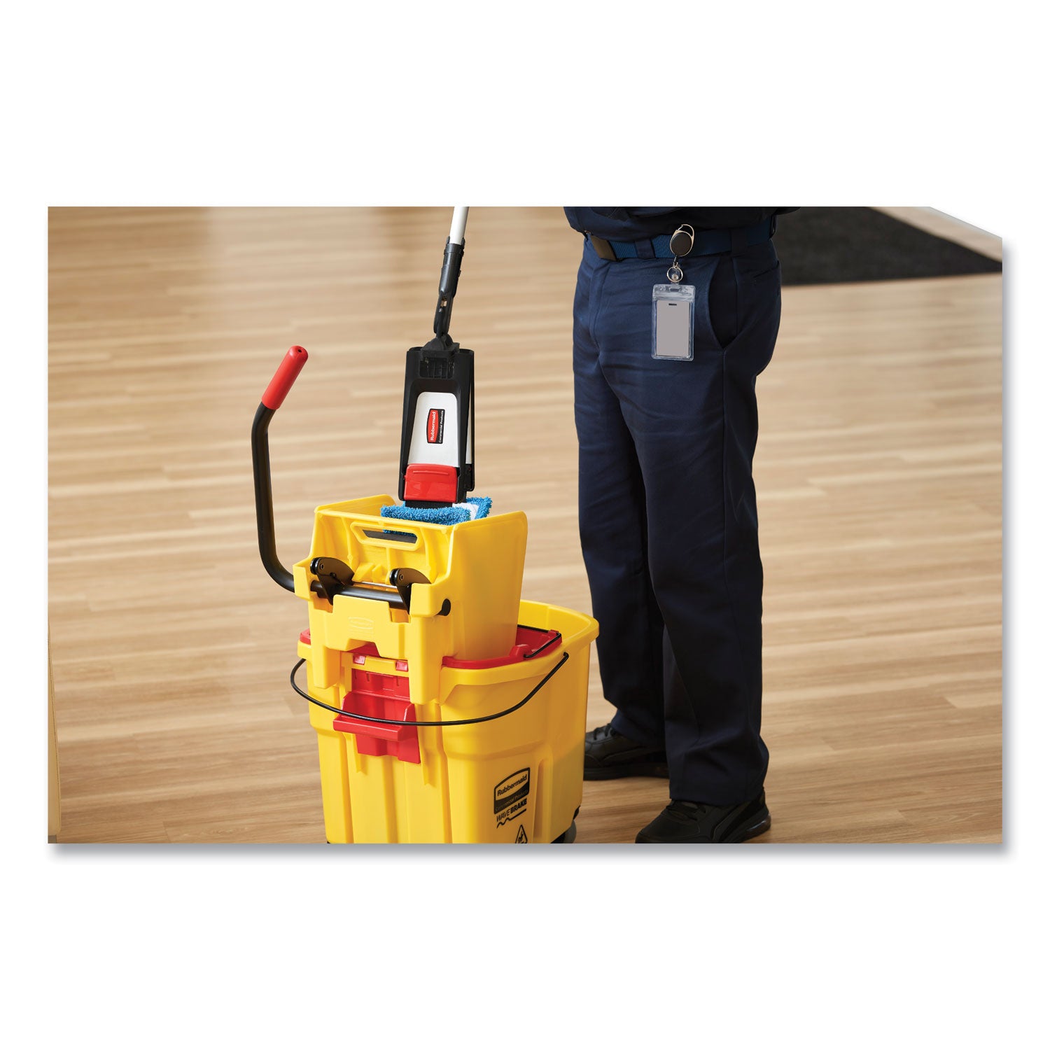 Rubbermaid® Commercial Wavebrake 2.0 Bucket/wringer Combos, Down-Press, 35 Qt, Plastic, Yellow