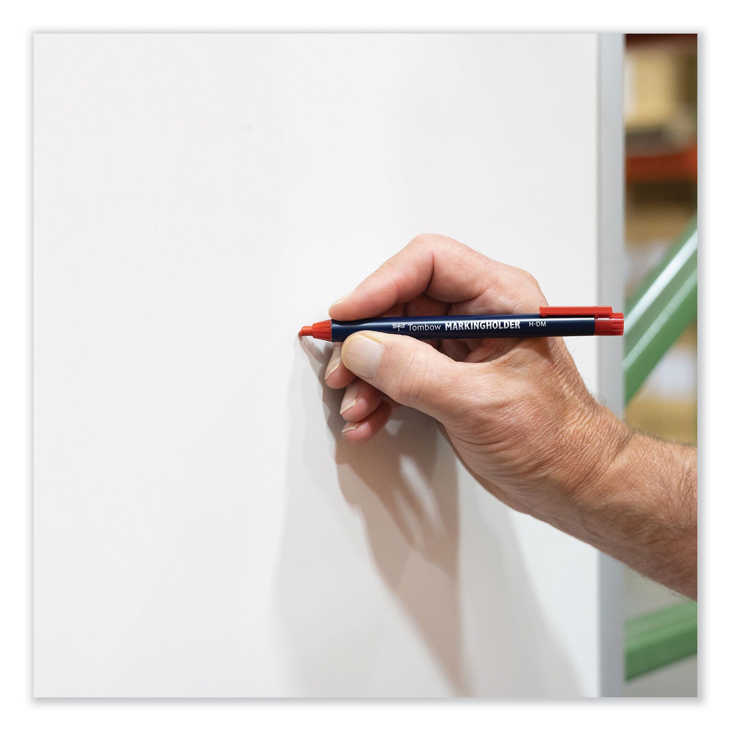 Tombow® Wax-Based Marking Pencil, 4.4 Mm, Red Wax, Navy Blue Barrel, 10/box