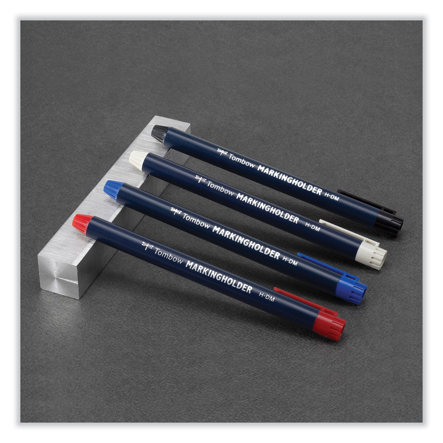 Tombow® Wax-Based Marking Pencil, 4.4 Mm, Red Wax, Navy Blue Barrel, 10/box
