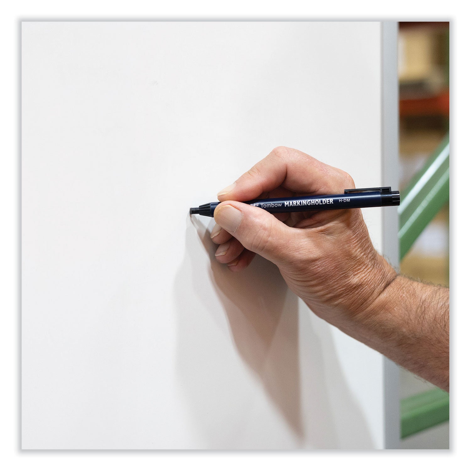 Tombow® Wax-Based Marking Pencil, 4.4 Mm, Black Wax, Navy Blue Barrel, 10/box