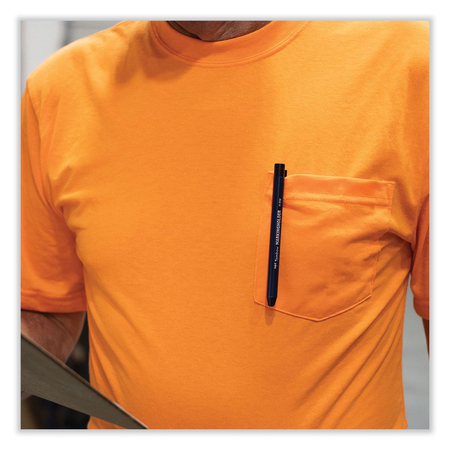 Tombow® Wax-Based Marking Pencil, 4.4 Mm, Black Wax, Navy Blue Barrel, 10/box