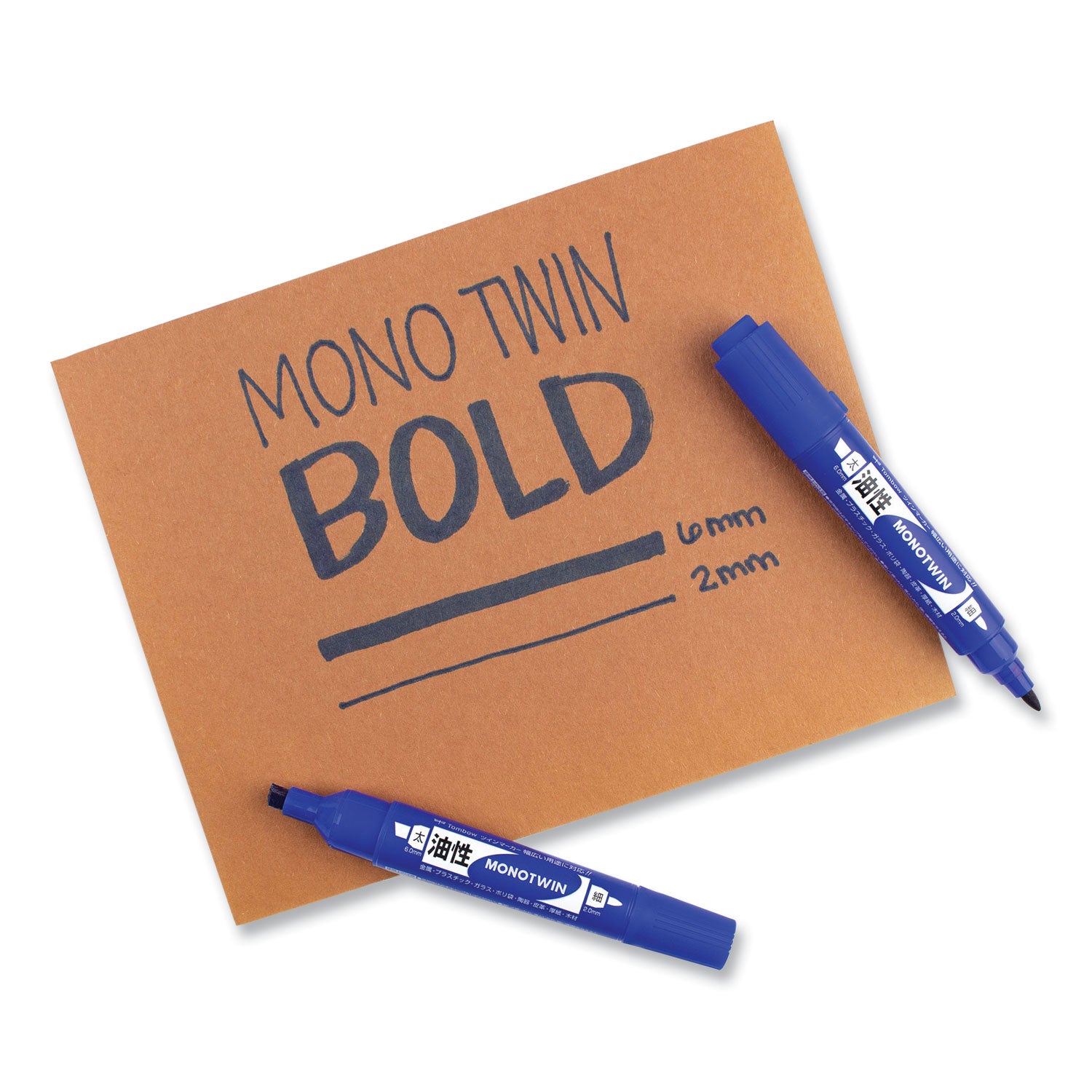 Tombow® Mono Twin Bold Permanent Marker, Fine/broad Tips, Blue, 10/box