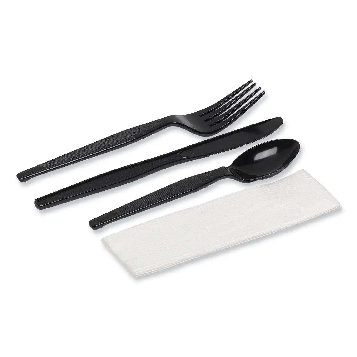 Dixie® Individually Wrapped Heavyweight Cutlery Set, Fork/Knife/Napkin/Spoon, Plastic, Black, 250/Carton Dixie® Flipcost