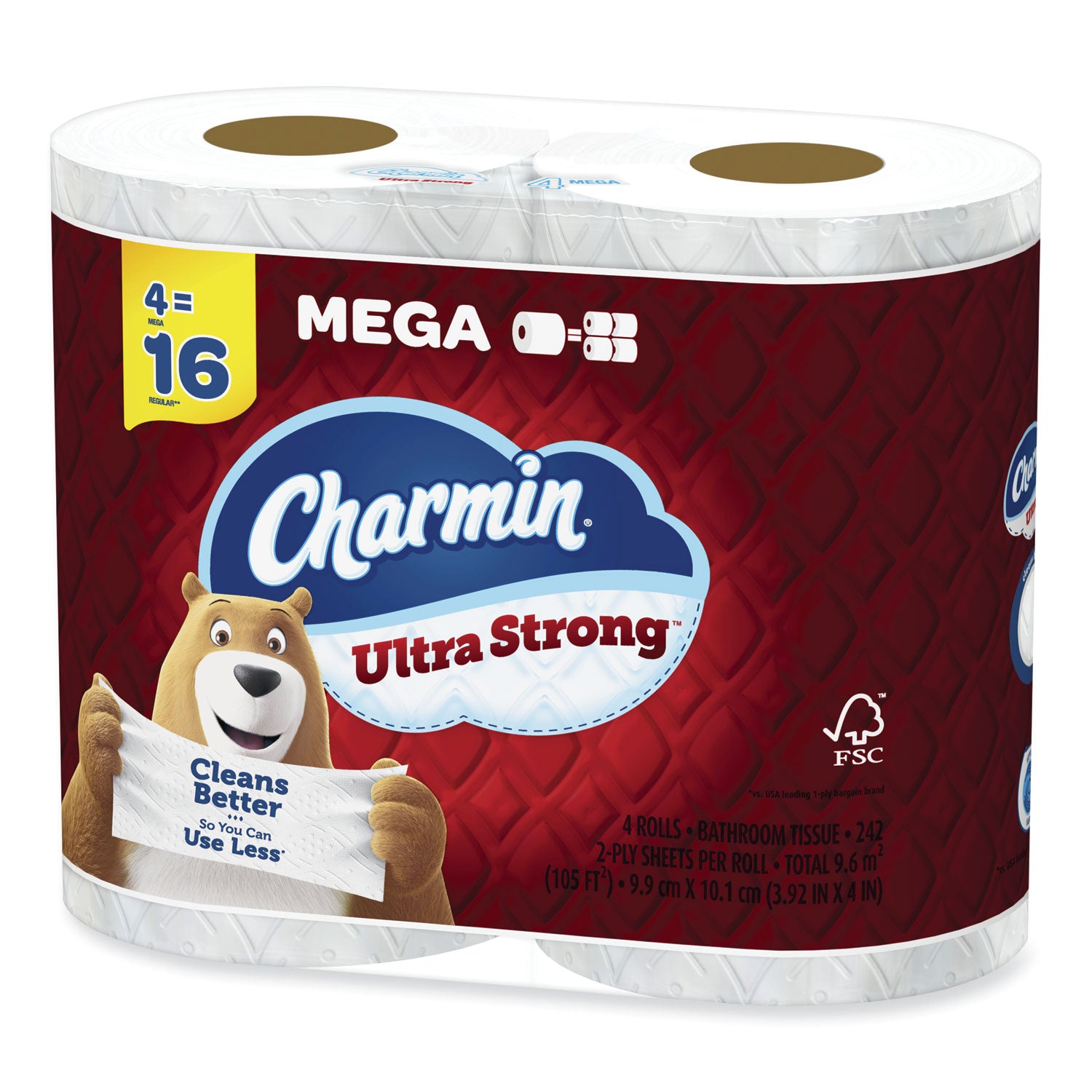 Charmin® Ultra Strong Bathroom Tissue, Septic Safe, 2-Ply, White, 242 Sheet/Roll, 4/Pack