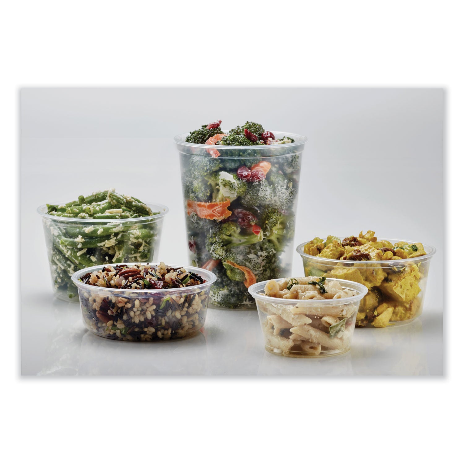 Fabri-Kal® Microwavable Deli Containers, 12 oz, 4.6" Diameter x 2.3" h, Clear, Plastic, 500/Carton