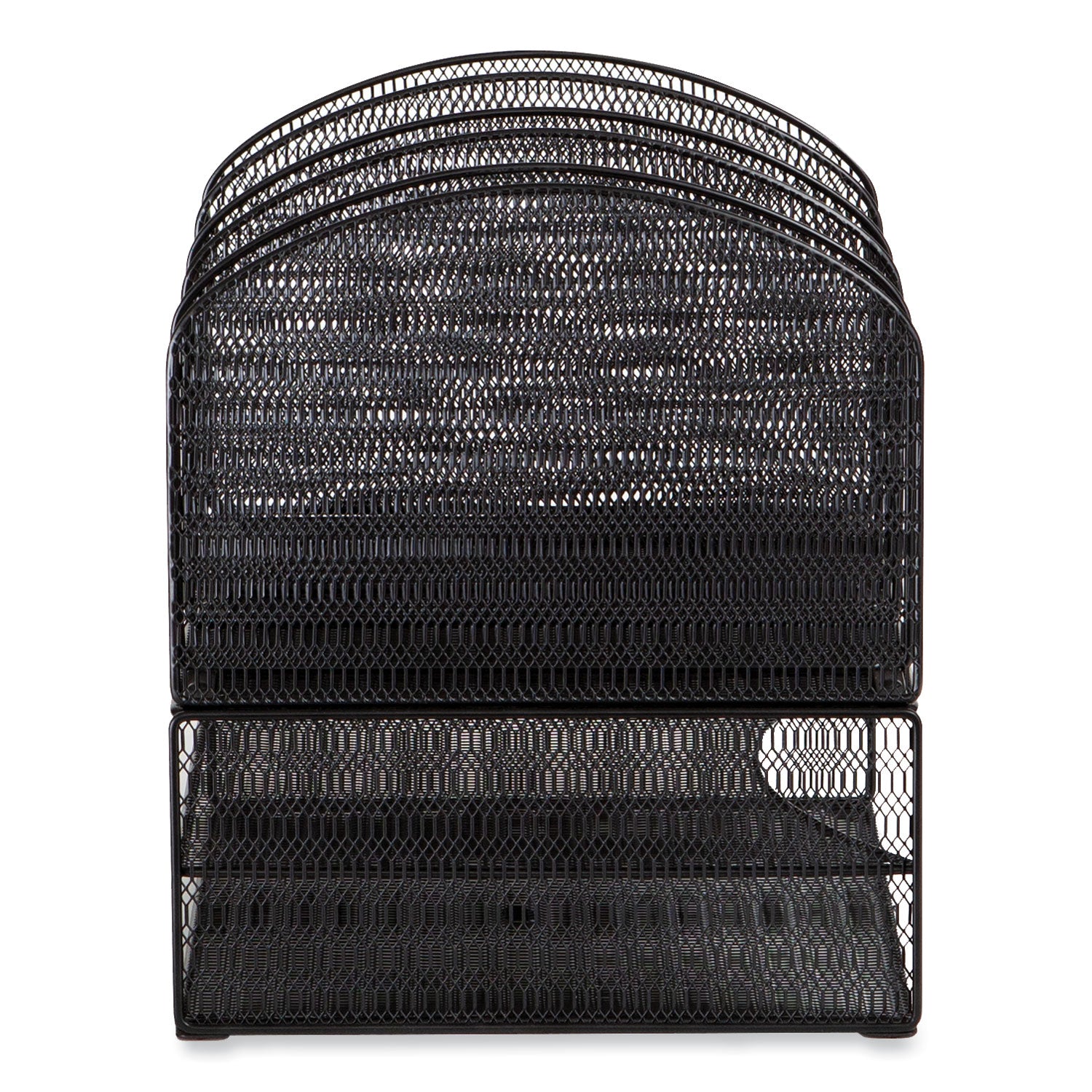 Safco® Onyx Mesh Desk Organizer with Three Horizontal and Upright Sections, Letter Size Files, 19.62 x 11.32 x 8.5, Black