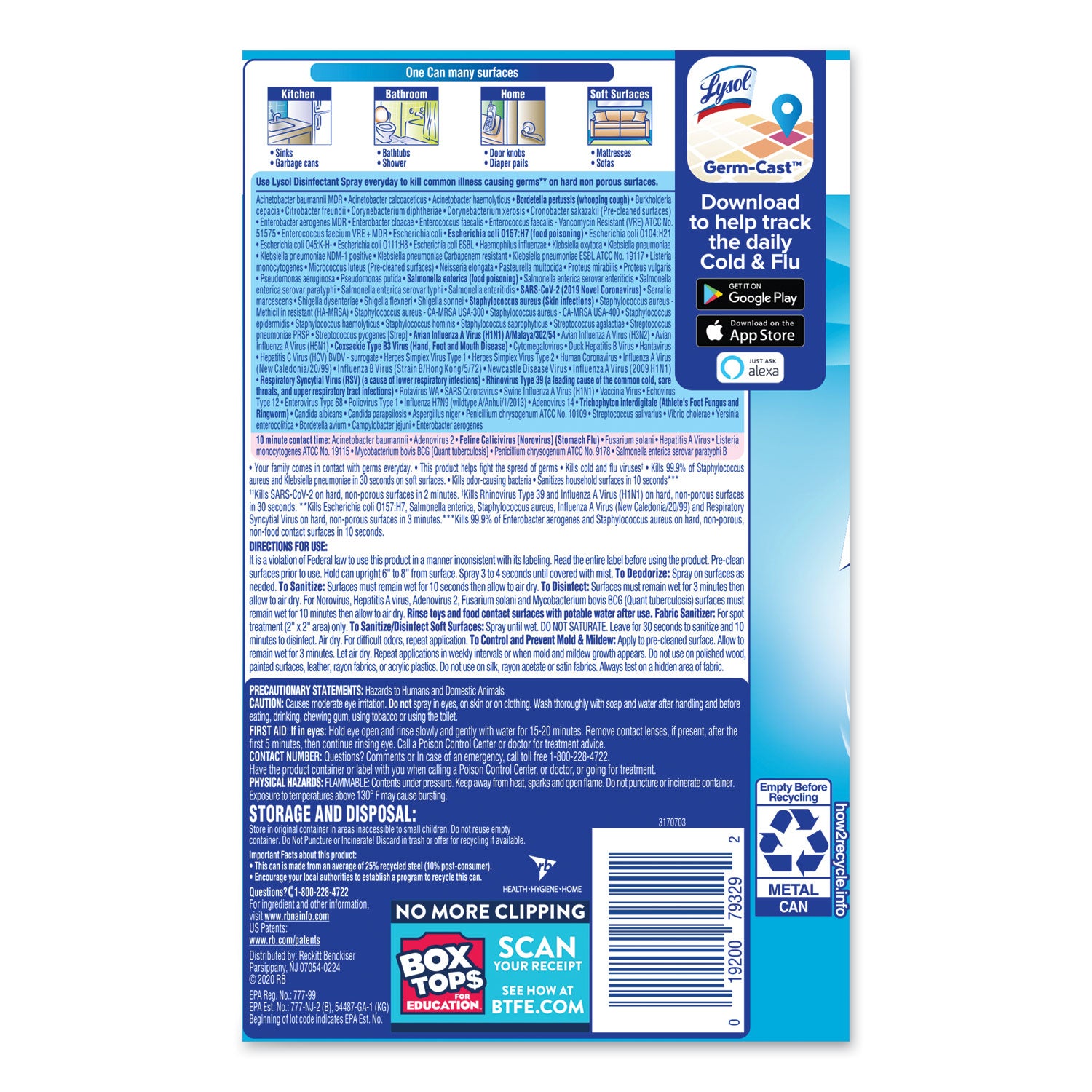 LYSOL® Brand Disinfectant Spray, Crisp Linen Scent, 19 Oz Aerosol Spray