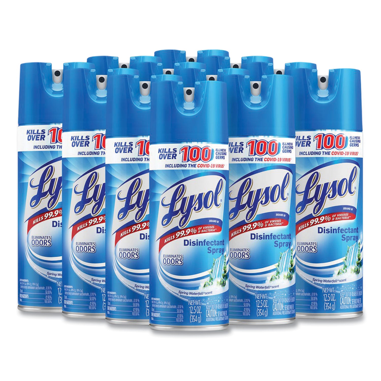 LYSOL® Brand Disinfectant Spray, Spring Waterfall, Liquid, 12.5 Oz Aerosol Spray, 12/carton