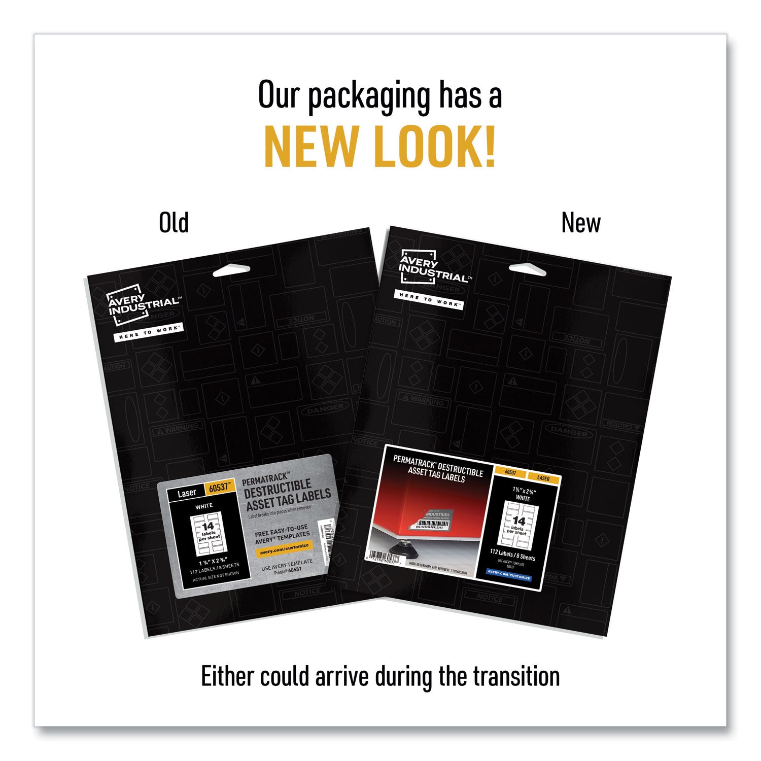 Avery® Permatrack Destructible Asset Tag Labels, Laser Printers, 1.25 X 2.75, White, 14/sheet, 8 Sheets/pack